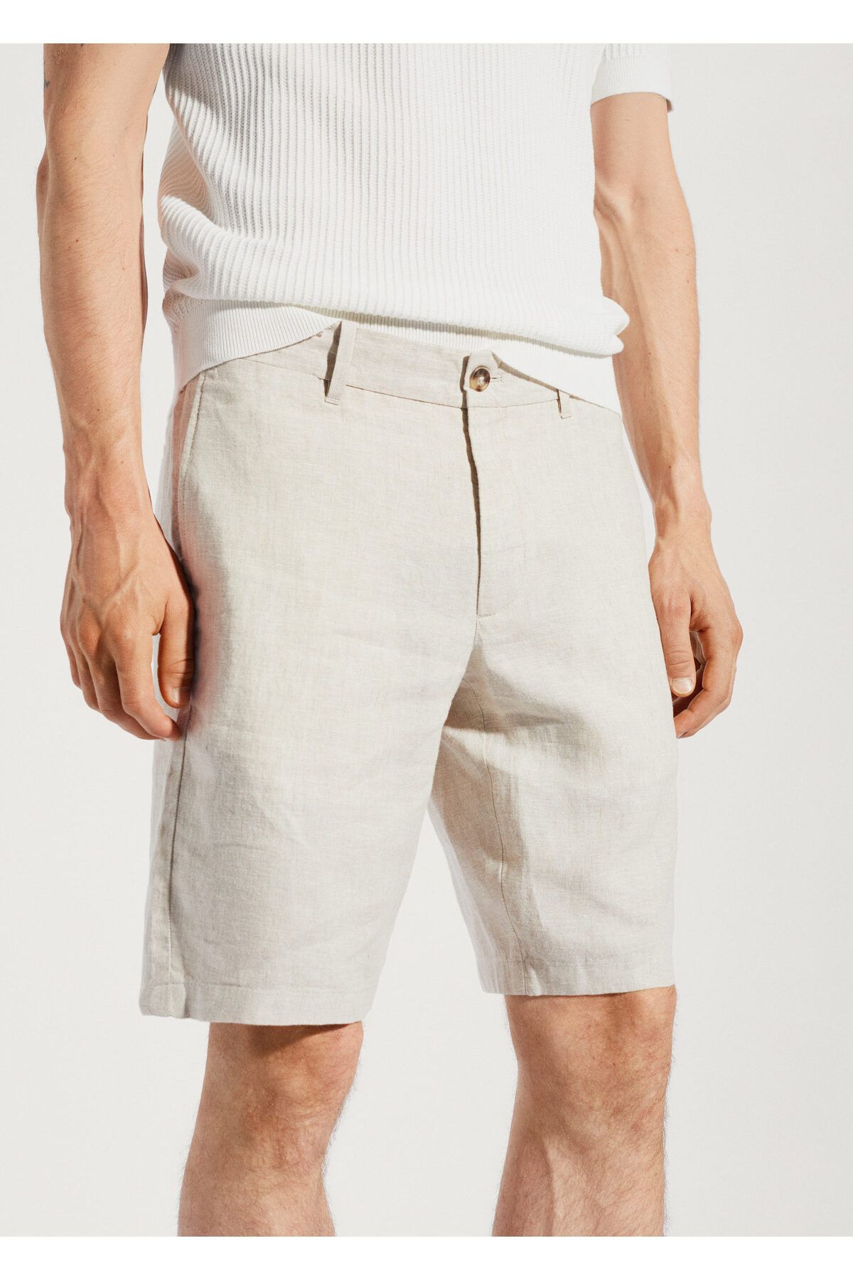 MANGO Man-100% linen shorts 2