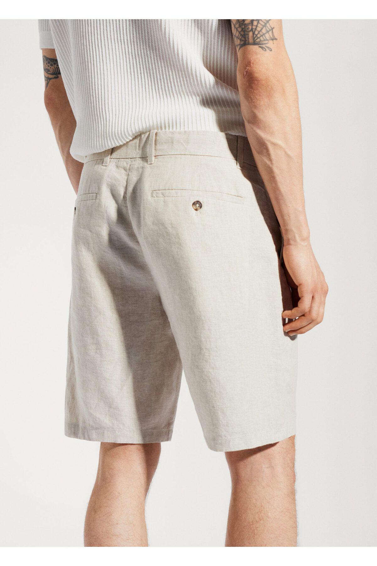MANGO Man-100% linen shorts 4