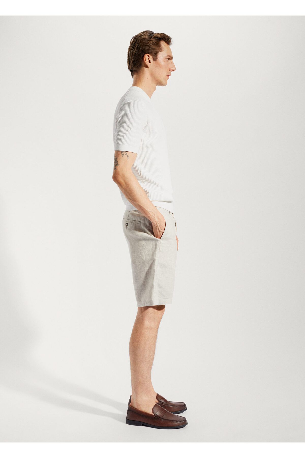 MANGO Man-100% linen shorts 3