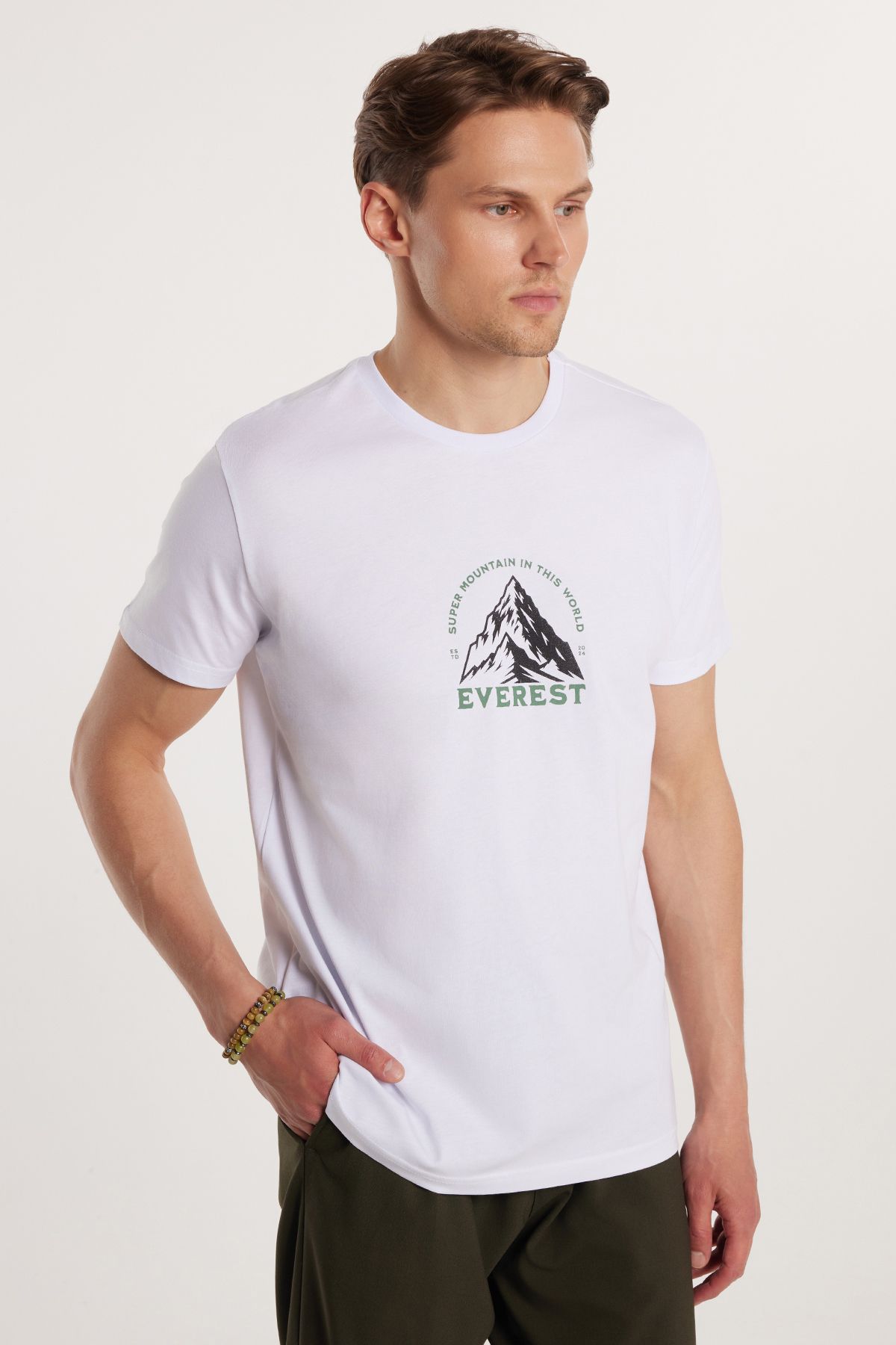 Tudors-Men's Slim Fit Slim Fit 100% Cotton Soft Texture Printed White Crew Neck T-Shirt 1