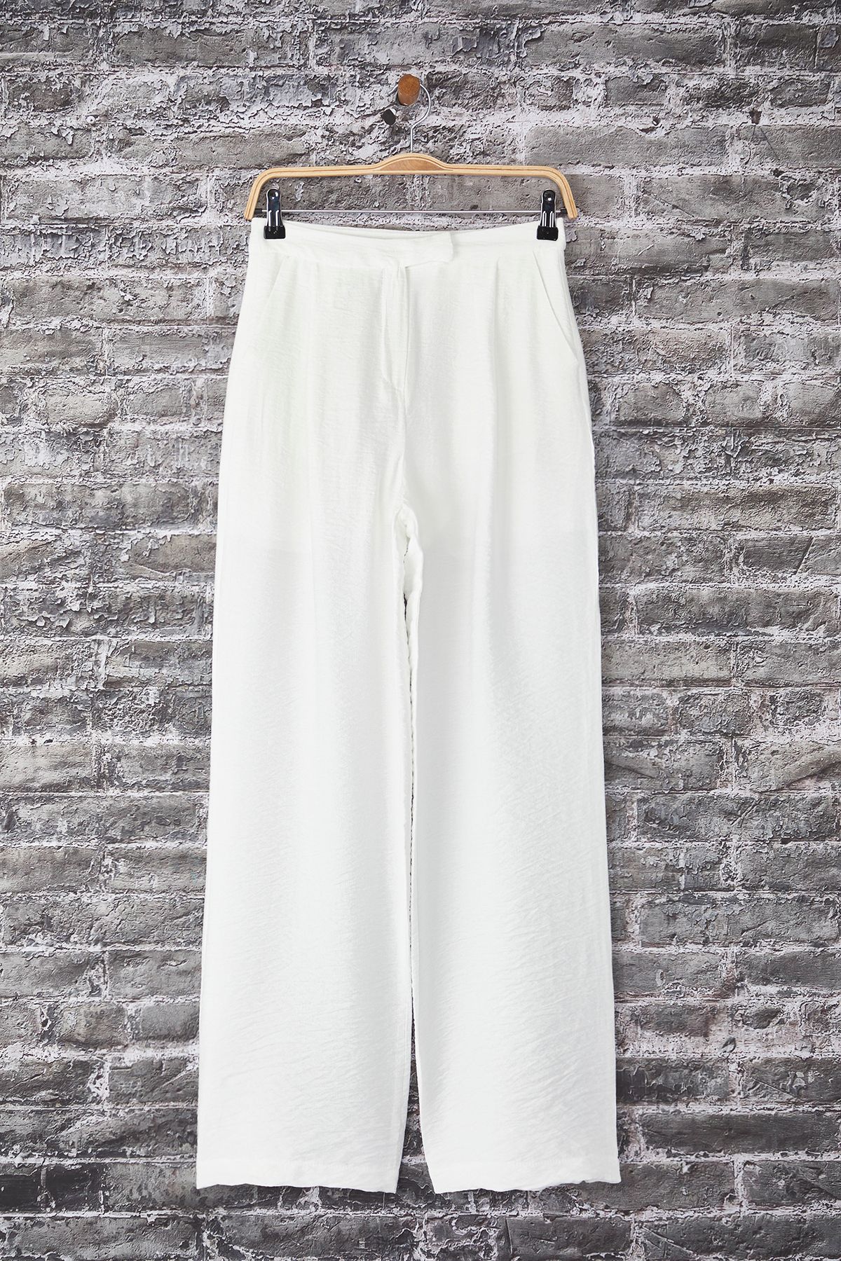 Trendyol Collection-Παντελόνι με επένδυση από λευκό υφή 5
