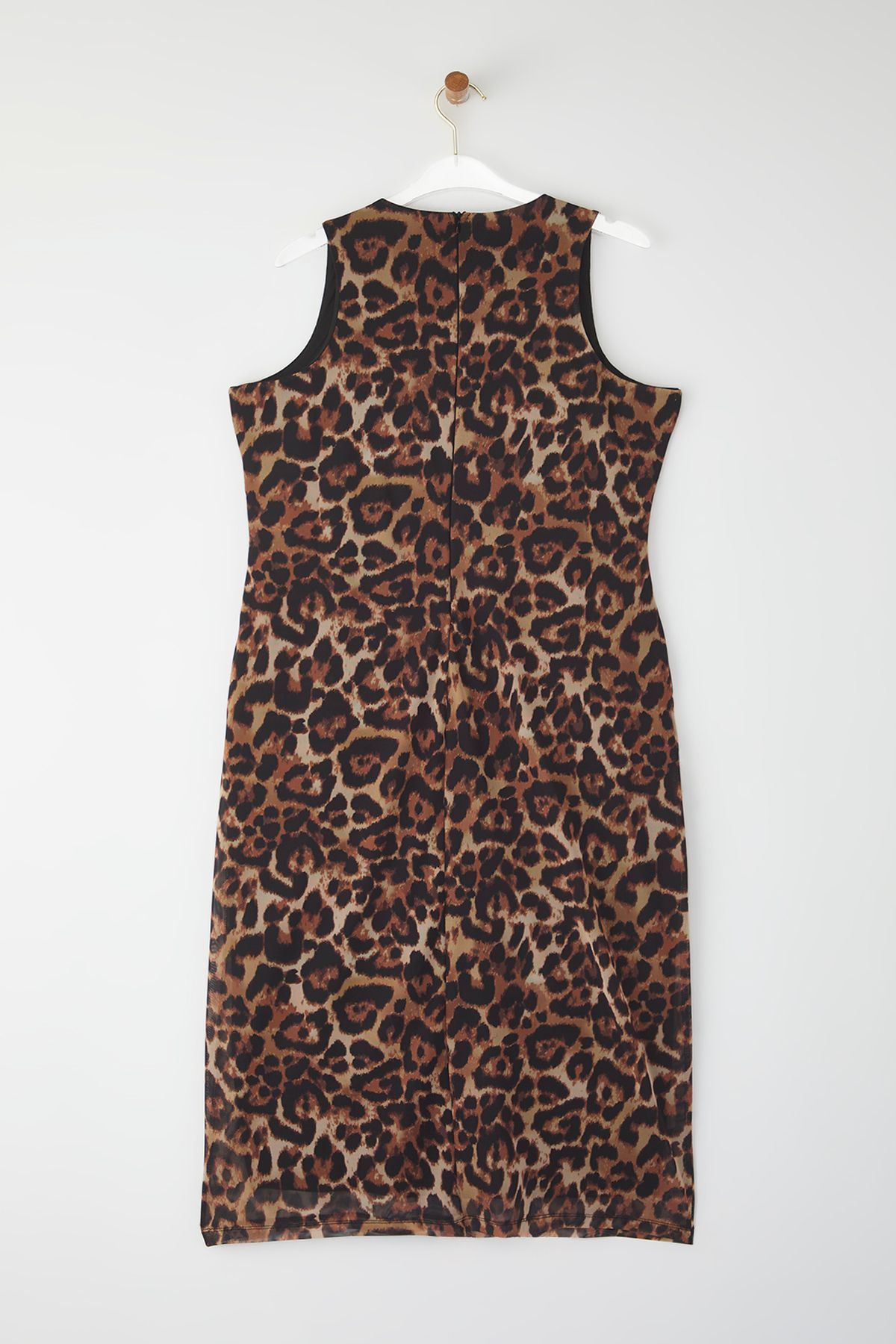 Trendyol Curve-Multicolored Animal Patterned Leopard Knitted Tulle Stylish Evening Dress 8