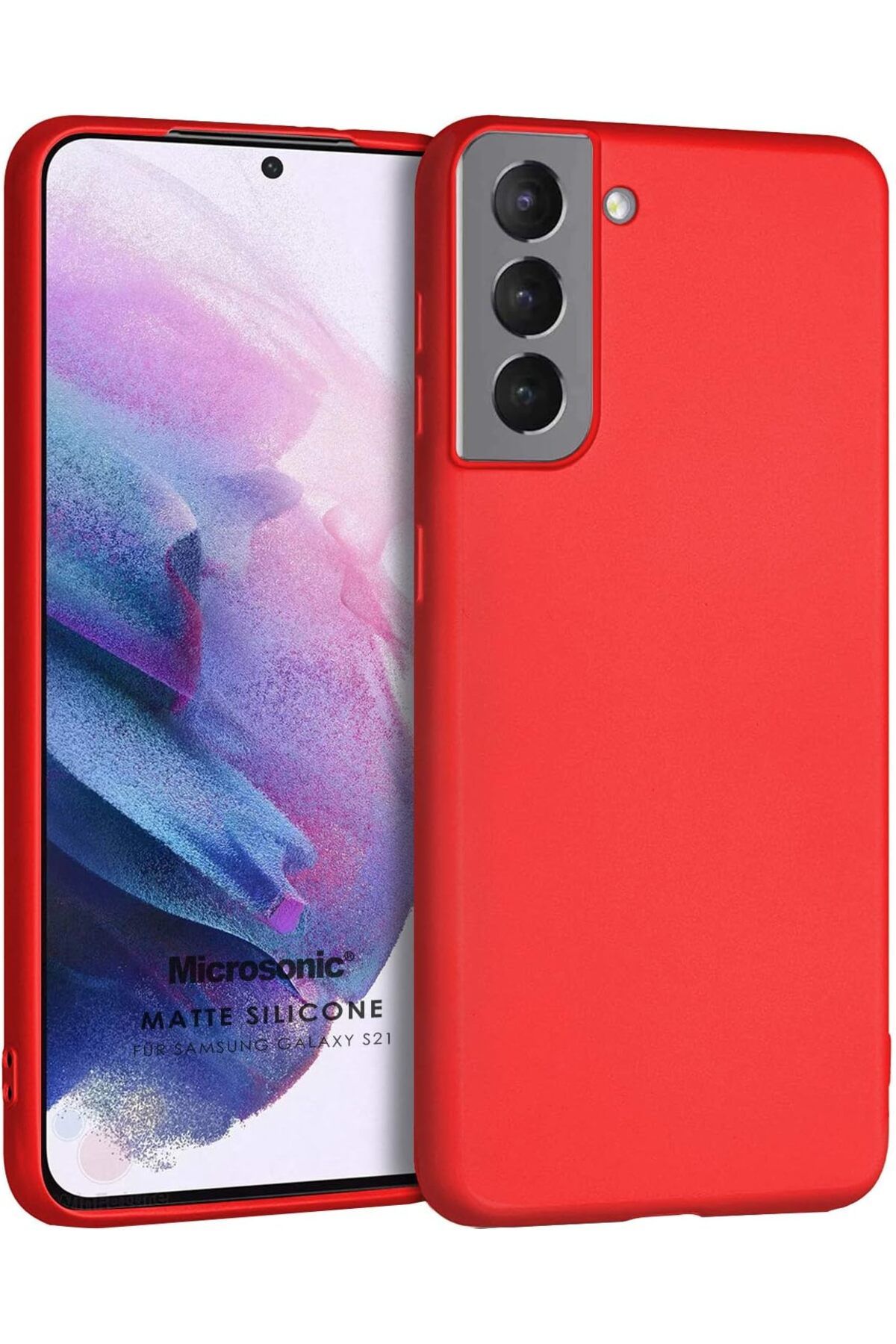 mazıdağı mazzıdağ Matte Silicone Galaxy S21 için Kılıf Kırmızı [Galaxy S21 ile Uyumlu Kılıf - Kır