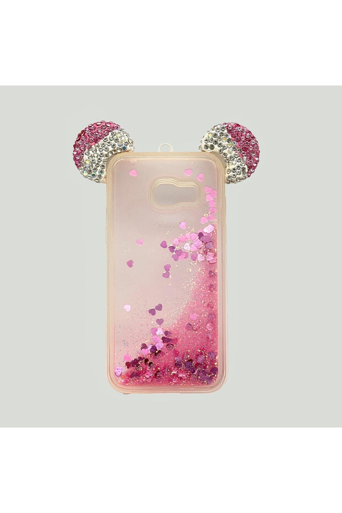 MEGOBİNE WHERE Galaxy A5 2016 Uyumlu Sıvılı Taşlı Micky Kulaklı Silikon Kılıf (Pembe Altın) ZTML SYF