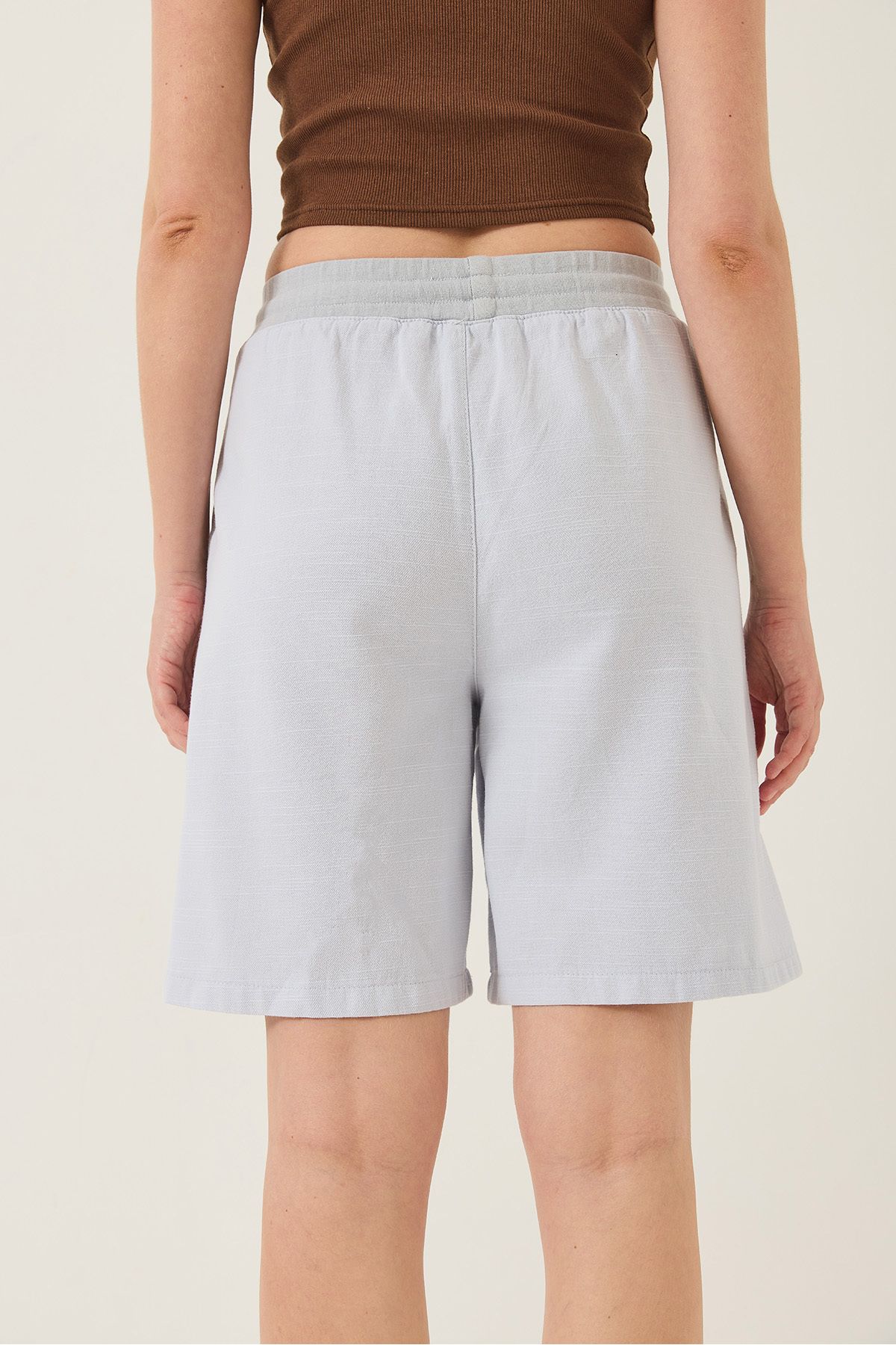 Bianco Lucci-Women's Large Pocket Detailed Tied Linen Shorts Yp5384 60283207 6