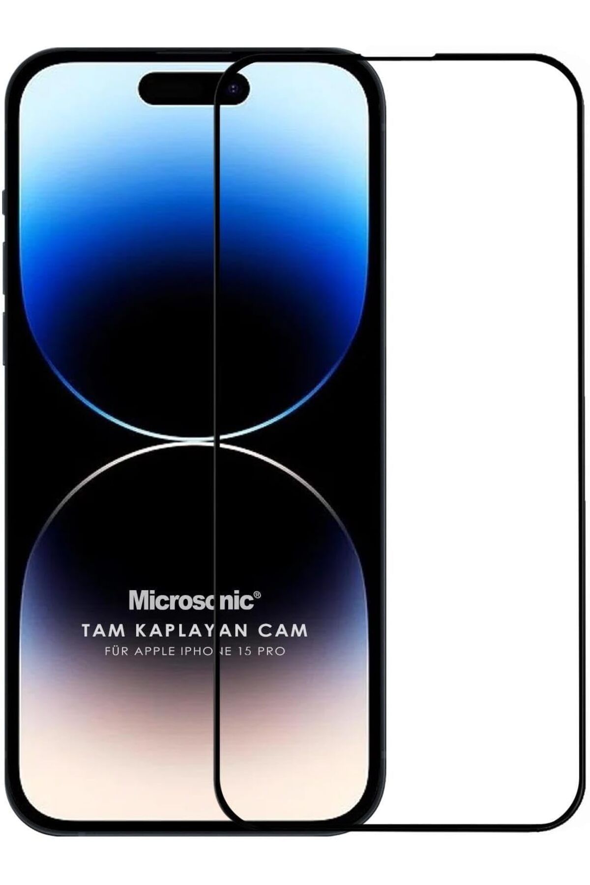 KDROĞLU GEÇMEZ Ekran Koruyucu iPhone 15 Pro için Tam Kaplayan Temperli Cam Ekran Koruyucu Siyah AVM 11144