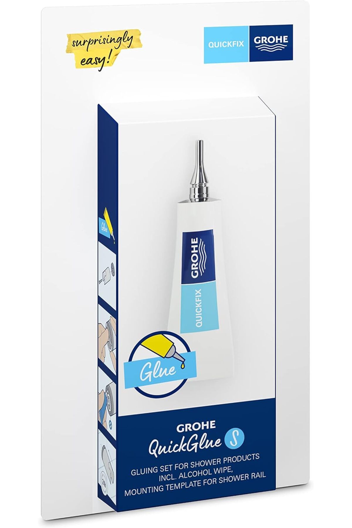 STOREMAX ekn QuickGlue Set S, Banyo Ürünleri Yapıştırıcı, 1 Yapıştırıcı Tüp ve Temizleme Mendili