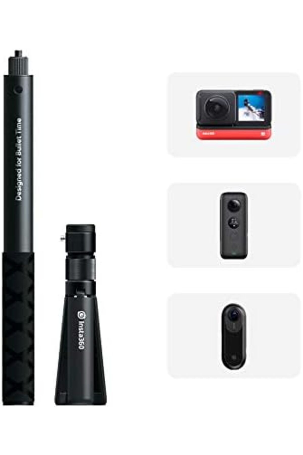 MEGOBİNE WHERE Bullet-Time Set (Selfie Çubuğu ve Tripodlu Sap) X3,ONE RS (1 inç 360 hariç), ONE X2,ONE R,