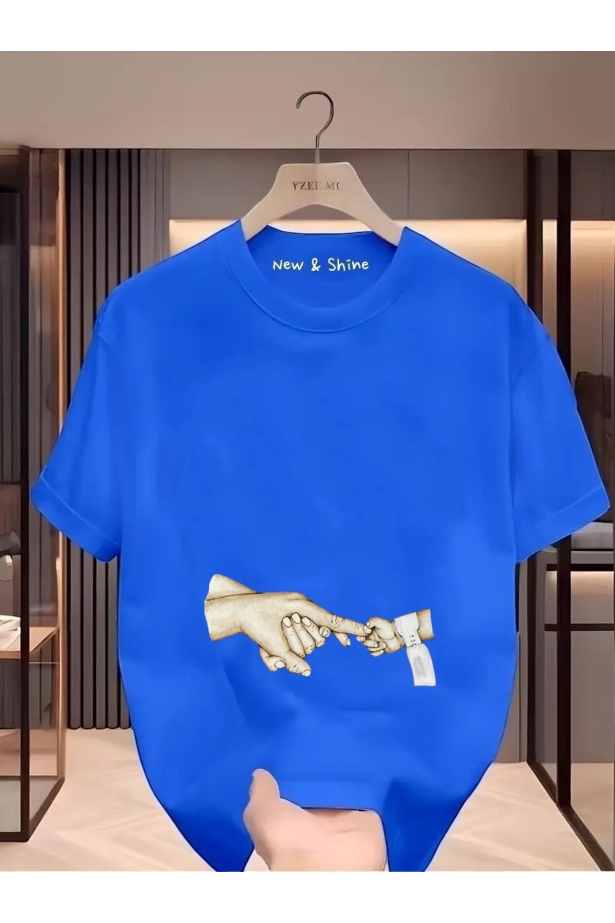 New Shine Bebek El Tutuşma Baskılı Oversize T-Shirt
