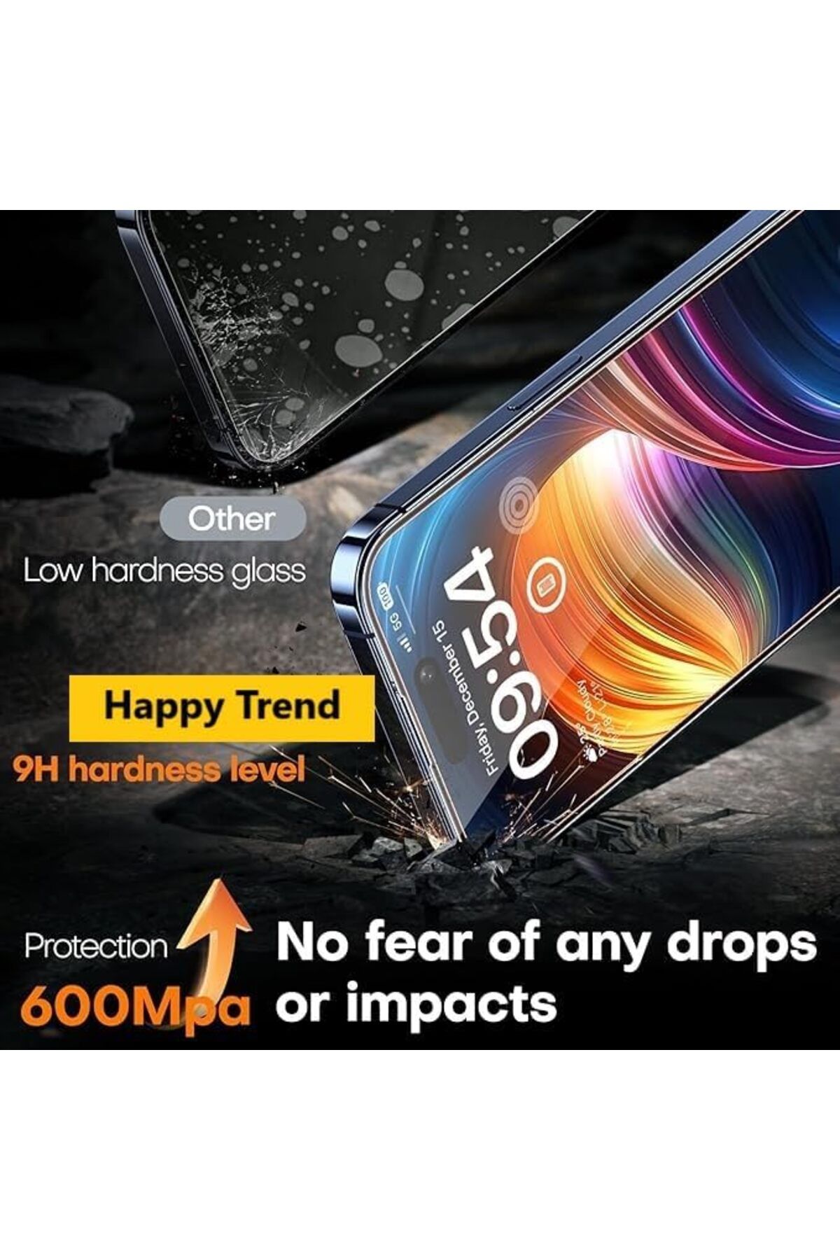 MEGOBİNE WHERE Trend iPhone 16 Pro Max Uyumlu Hizalama Aparatlı Koruyucu Cam Takılırken Camın Altında Ke