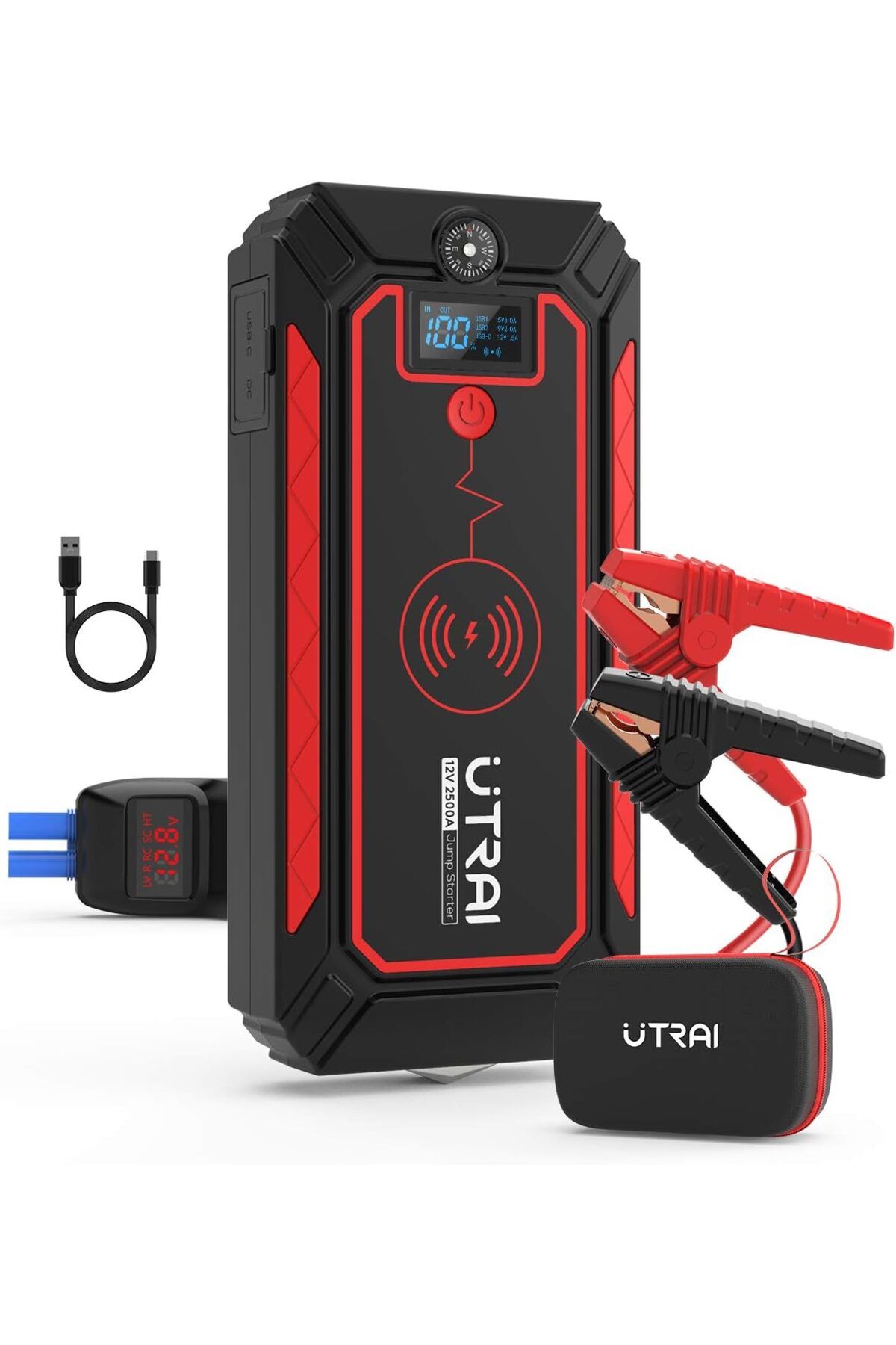 DERİK dsr Jstar 4 24000 mAh 2500A Jump Starter Taşınabilir Akü Takviye Cihazı (Kablosuz Şarj + Pusula