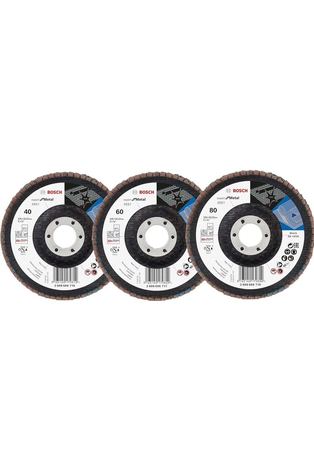 DERİK dsr Professional 3 Adet Flap Disk Seti X551 Expert for Metal Çelik ve Paslanmaz Çelik Taşlama iç