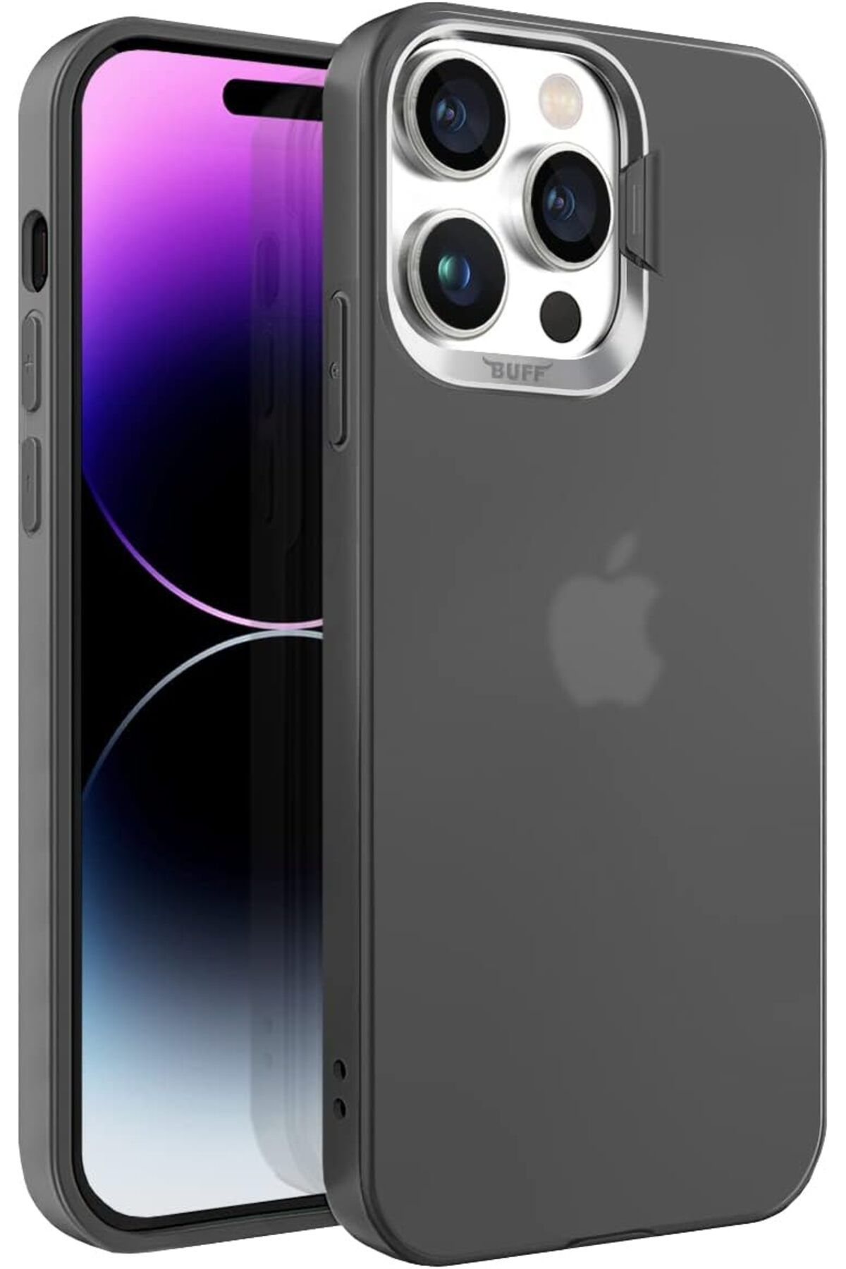 mazıdağı mazzıdağ LABS Buff iPhone 14 Pro Max New Corner Kamera Kapaklı Standlı Kılıf Siyah, Buff Labs