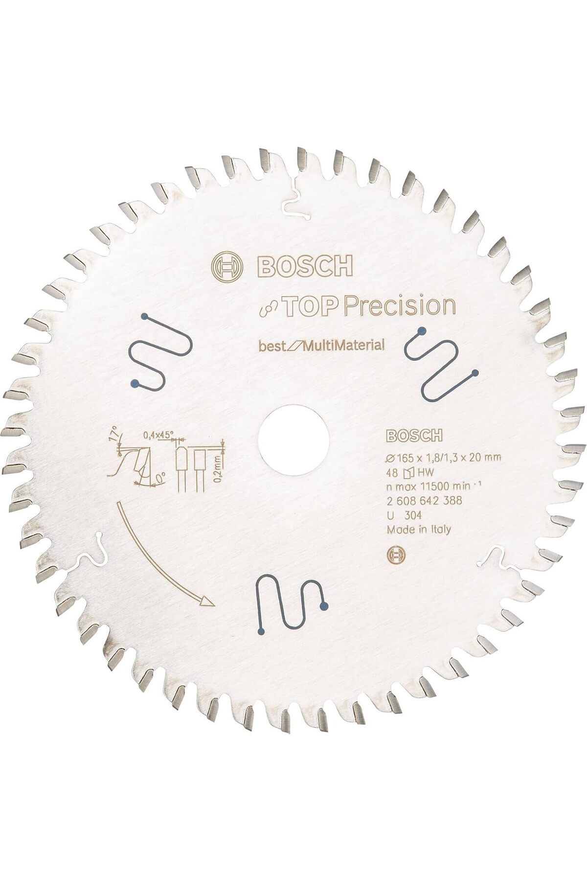 MEGOBİNE WHERE dairesel testere bıçağı Top Precision çok aşamalı malzeme, 165 x 20 x 1,8 mm, 48, 26086