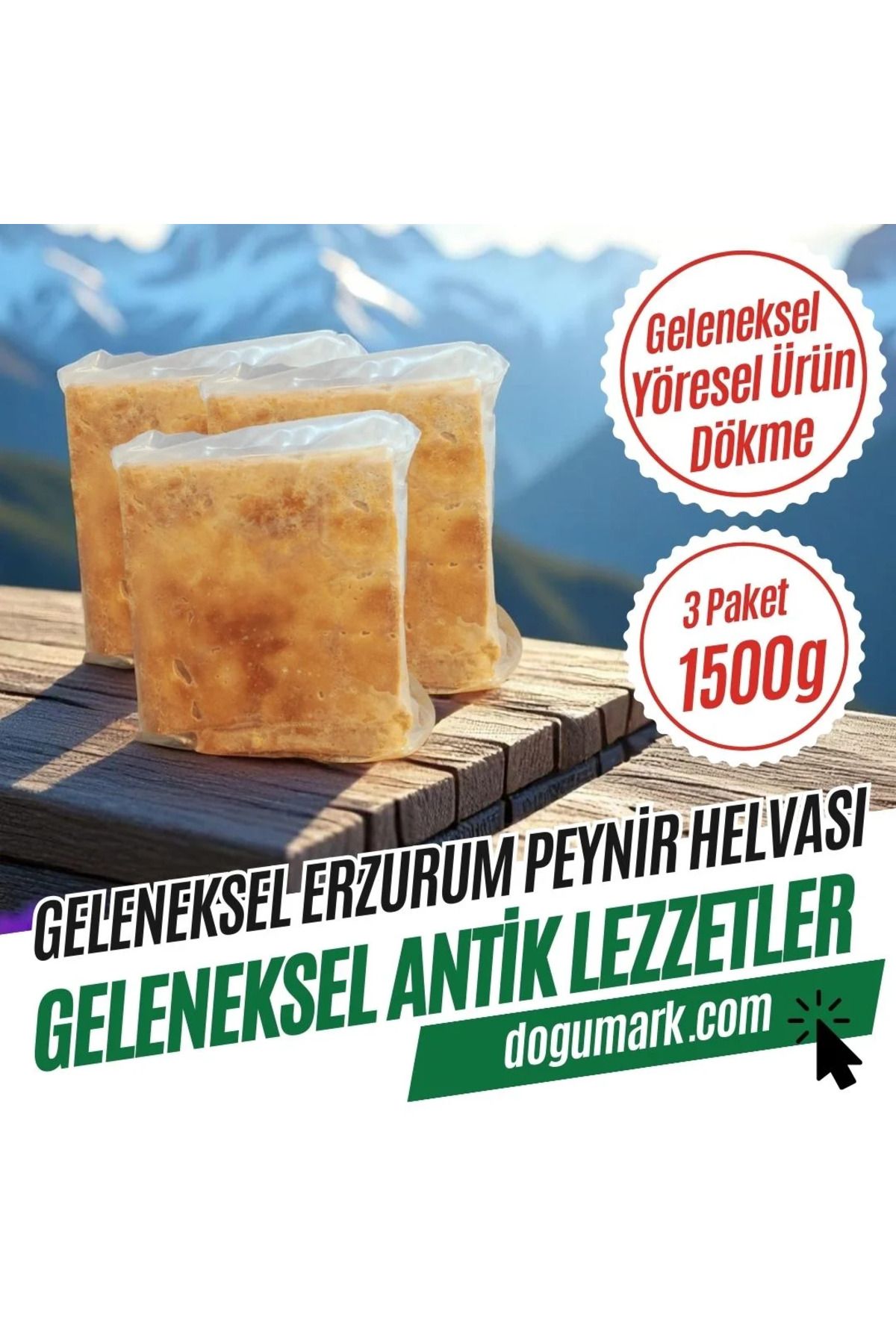 DoğuMark (3 Paket 1500g)Geleneksel Erzurum Peynir Helvası (3 Paket 1500g) Dökme