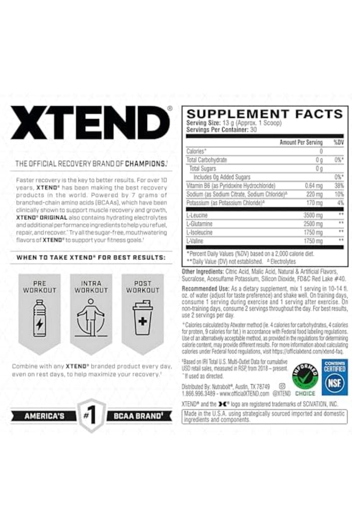 xtend-XTEND Original BCAA Powder Strawberry Kiwi Splash | ZERO CALORIE, ZERO CARB, ZERO SUGAR - Post Worko 8