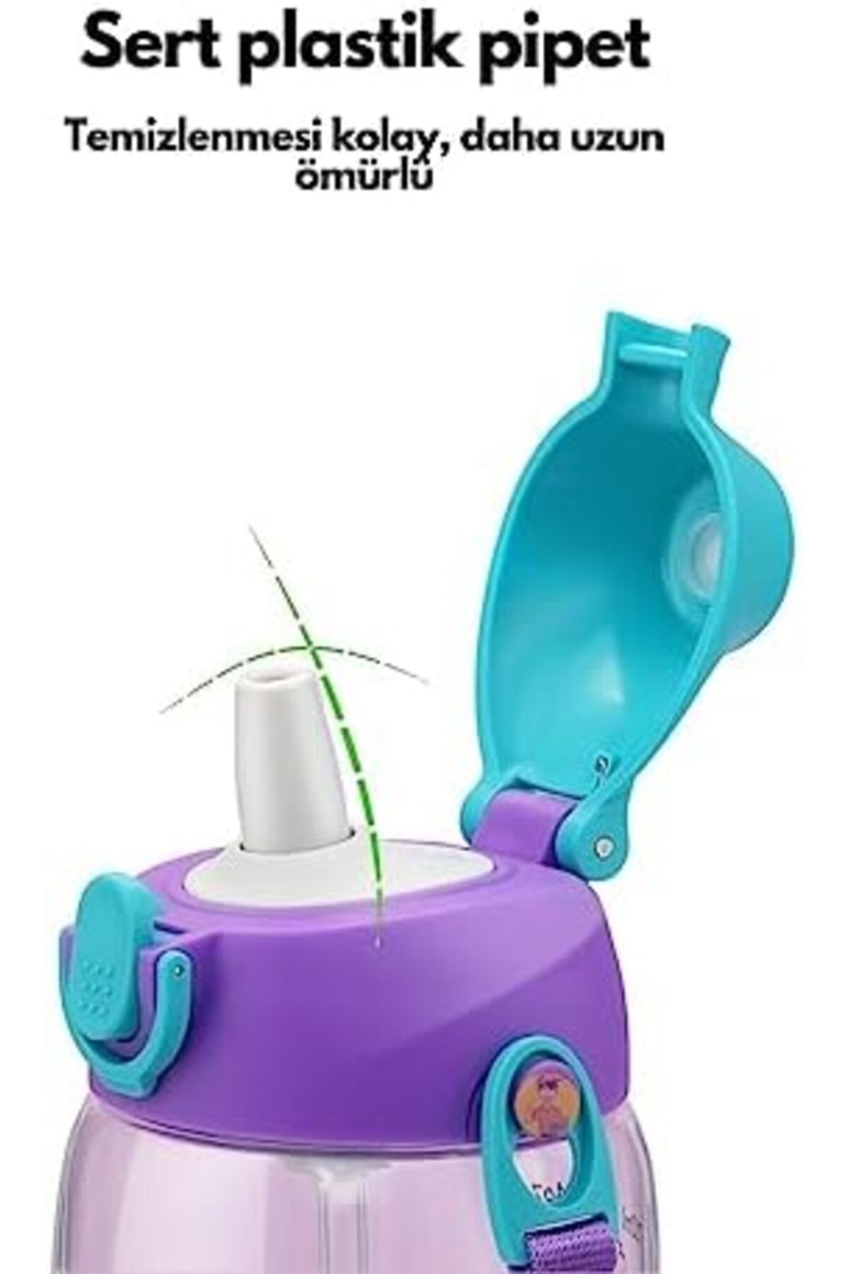 ÇAĞUR çağur Büyük Boy 700ml Kılıflı Askılı Pipetli/pipetsiz Iki Ayrı Kapaklı Tritan Çocuk Mata