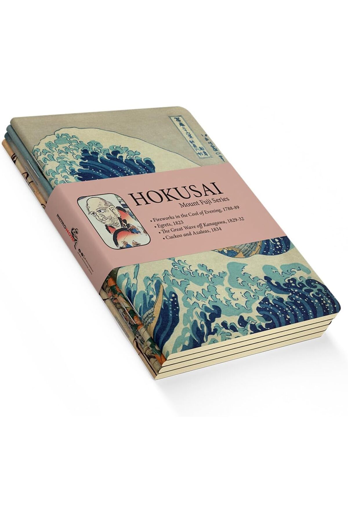 ÇAĞUR Mount Fuji Series I - A6, Hokusai 4'lü Defter Seti I, Çizgisiz, Toplam 192 Sayfa,