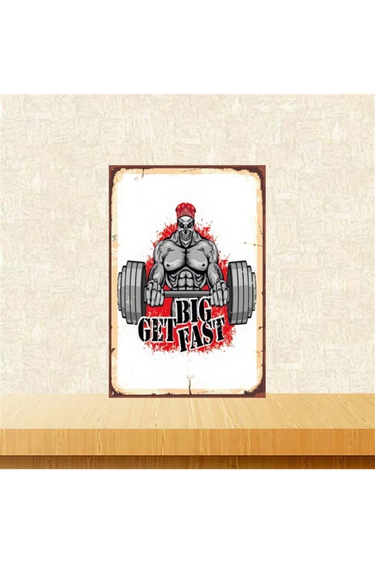 TAKIFİX Big Fast Fitness 20-30 Cm Retro Ahşap Poster Tkfx4227