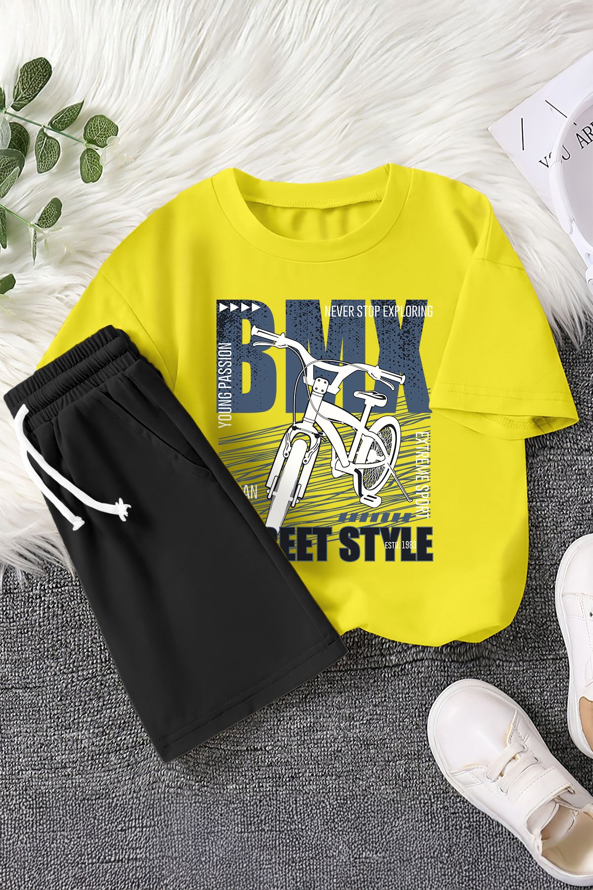 MYADA Set De 2 Piese Pentru Copii Cu Imprimeu Pentru Biciclete Bmx Street Style New Season 22485 Masculin - 5–6 years