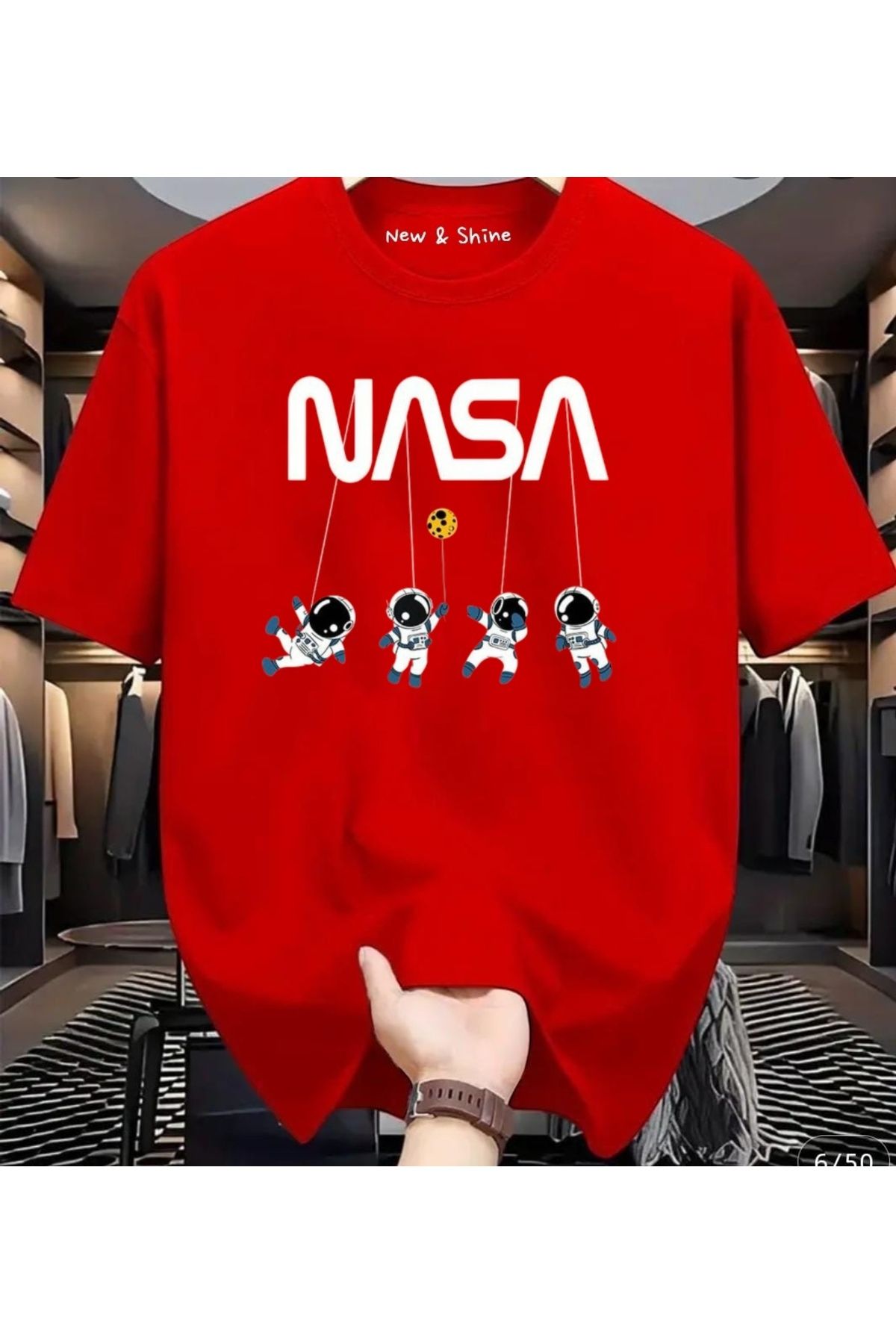 New Shine NASA Baskılı Oversize T-Shirt