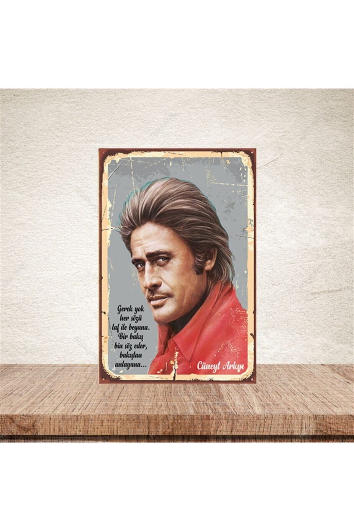TAKIFİX Bir Bakış Bin Söz Eder Cüneyt Arkın 20-30 Cm Retro Ahşap Poster