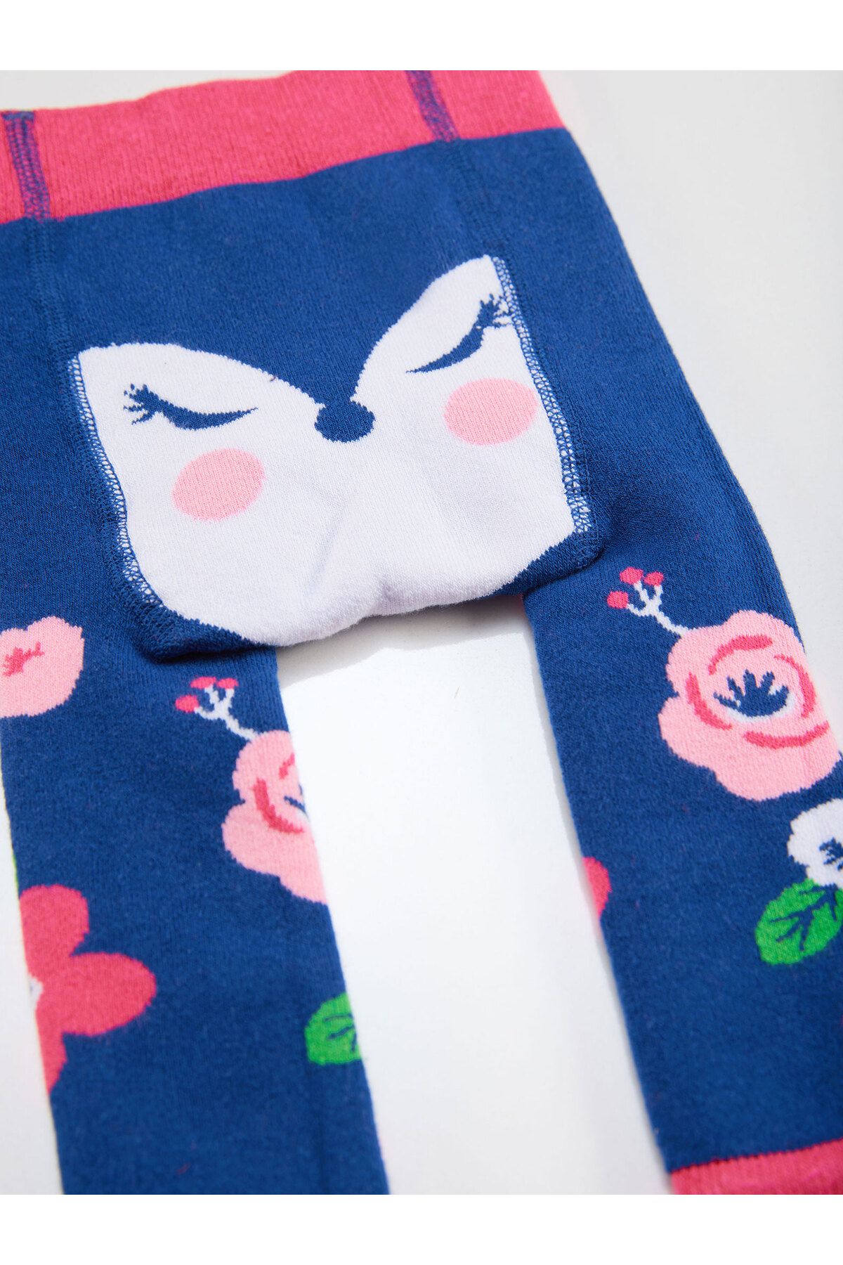 Denokids-Fox Baby Girl Navy Blue Pink Tights-Pants 3