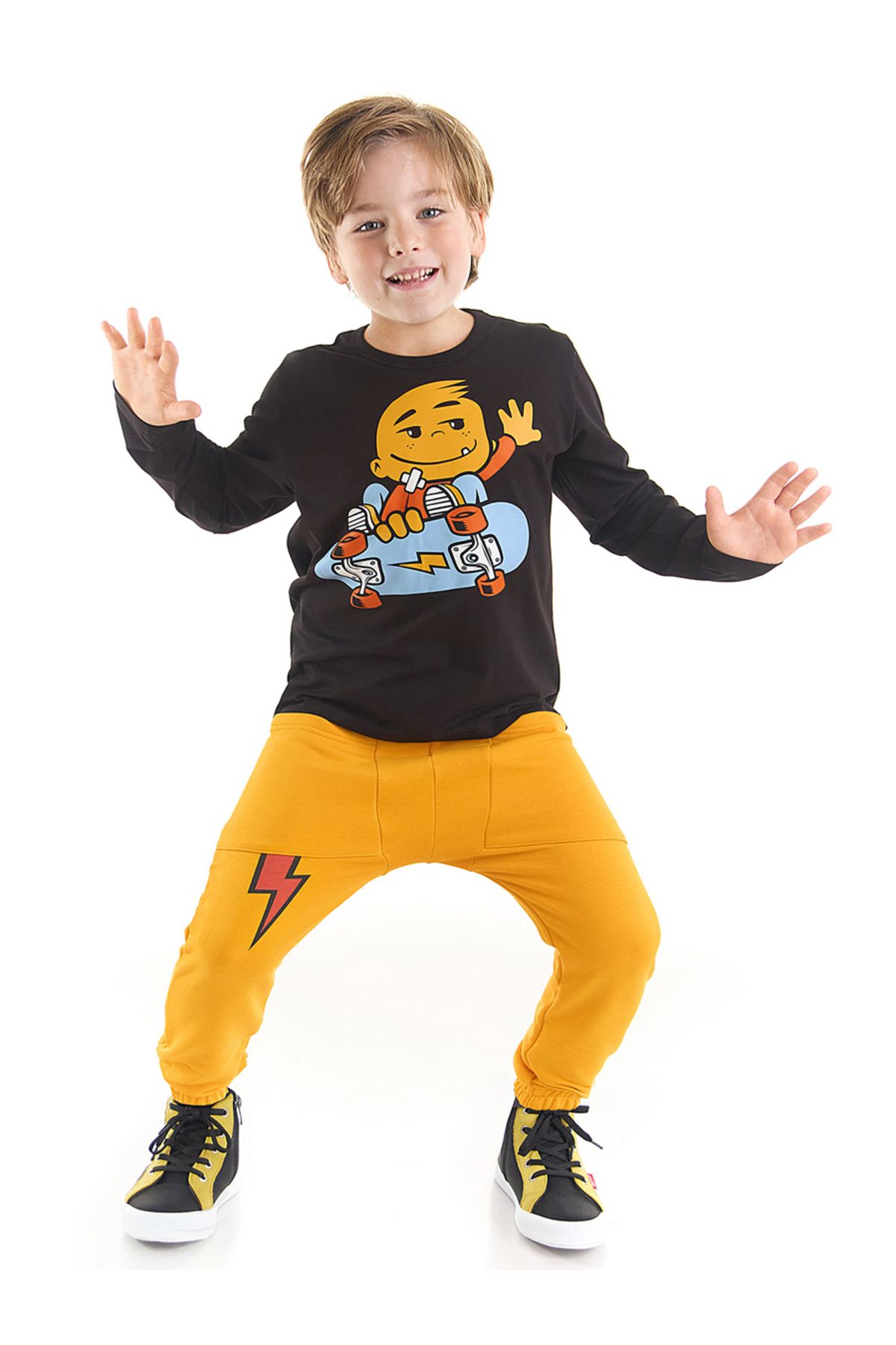 Denokids Zestaw Chłopięcych Spodni T-shirt Skate Thunder Mężczyzna - 3 years old