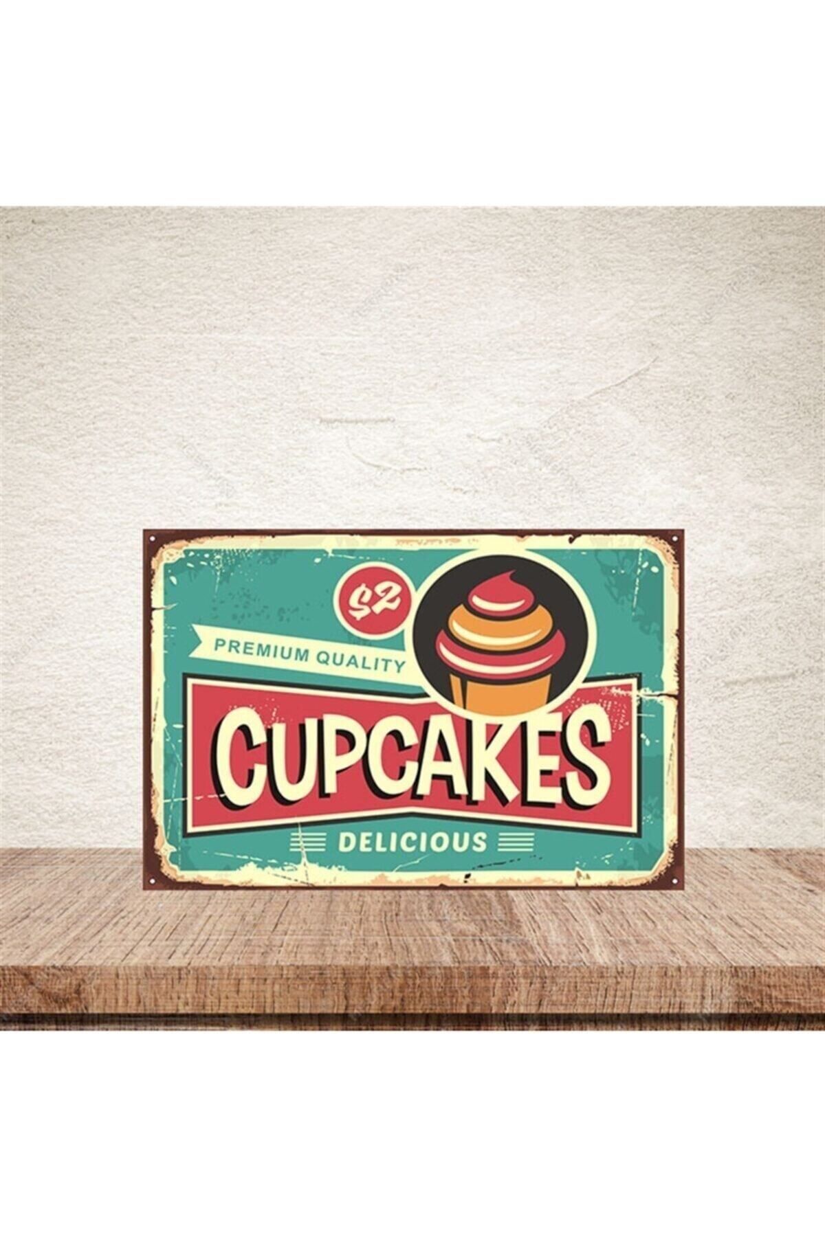 TAKIFİX Cupcakes 20-30 Cm Retro Ahşap Poster