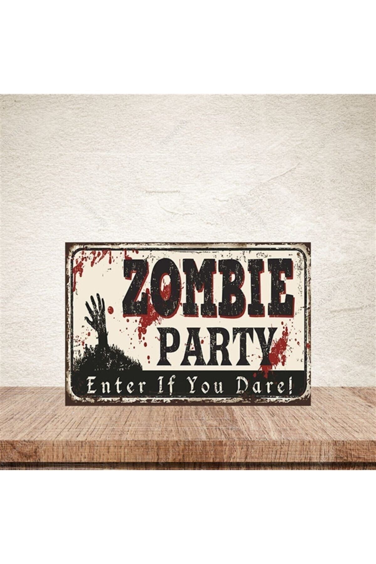 TAKIFİX Zombie Parti 20-30 Cm Retro Ahşap Poster