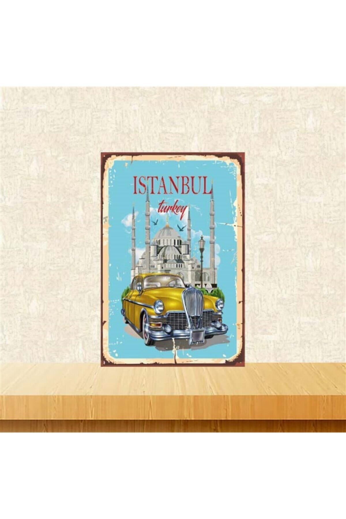 TAKIFİX İstanbul 20-30 cm Retro Ahşap Poster Tkfx4239