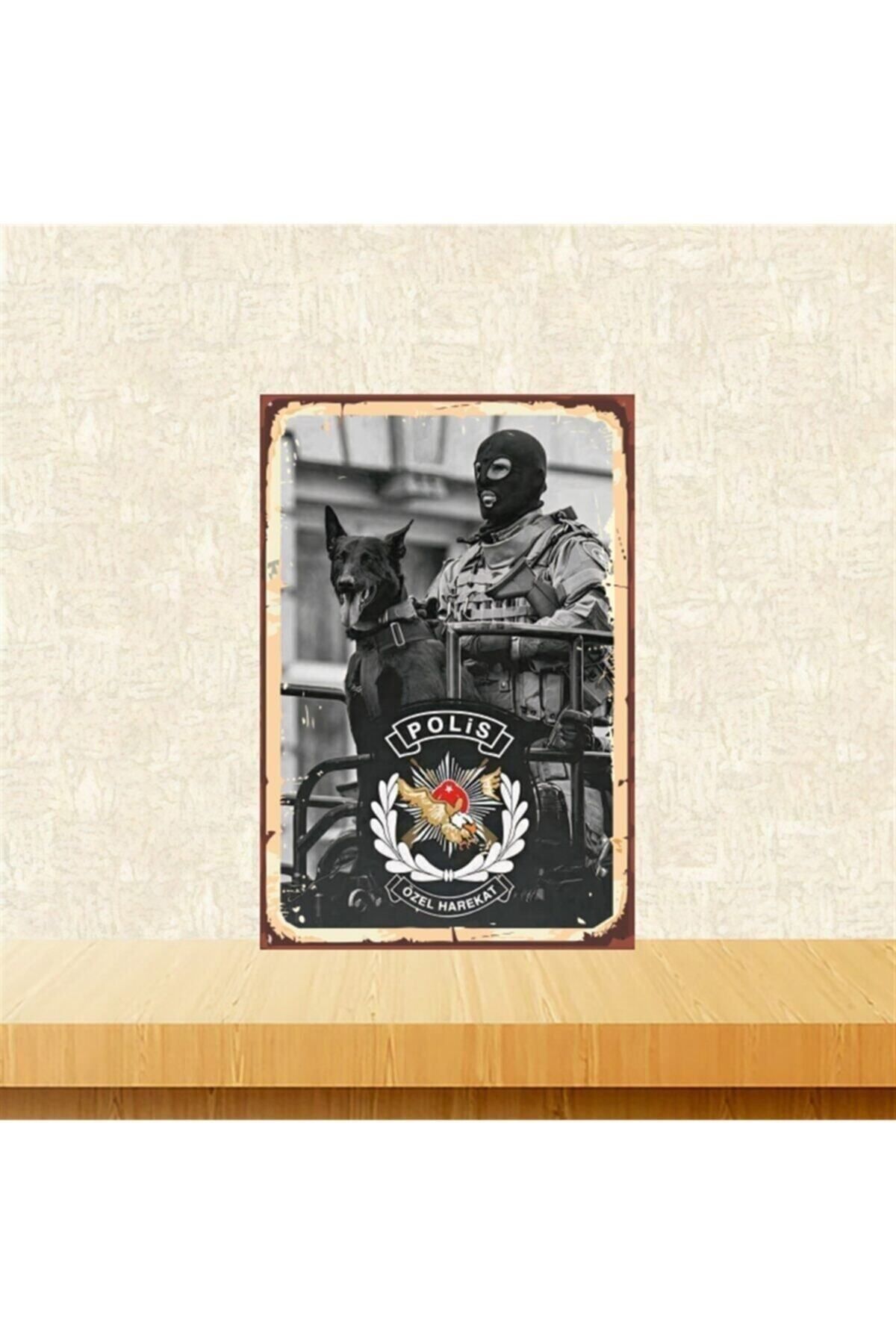 TAKIFİX Polis Özel Harekat 20-30 Cm Retro Ahşap Tablo Tkfx4563