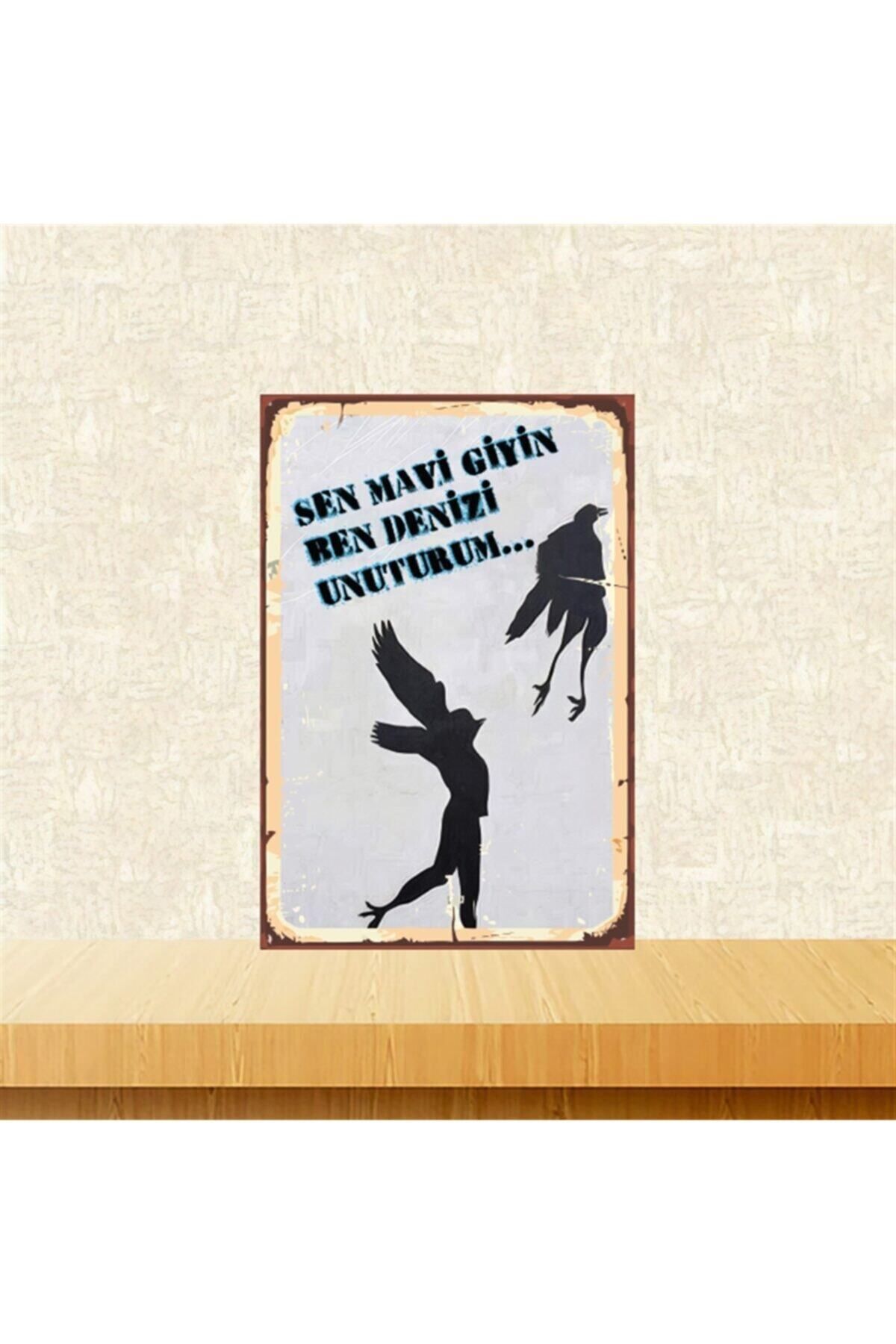 TAKIFİX Ben Denizi Unuturum 20-30 Cm Retro Ahşap Poster Tkfx4497