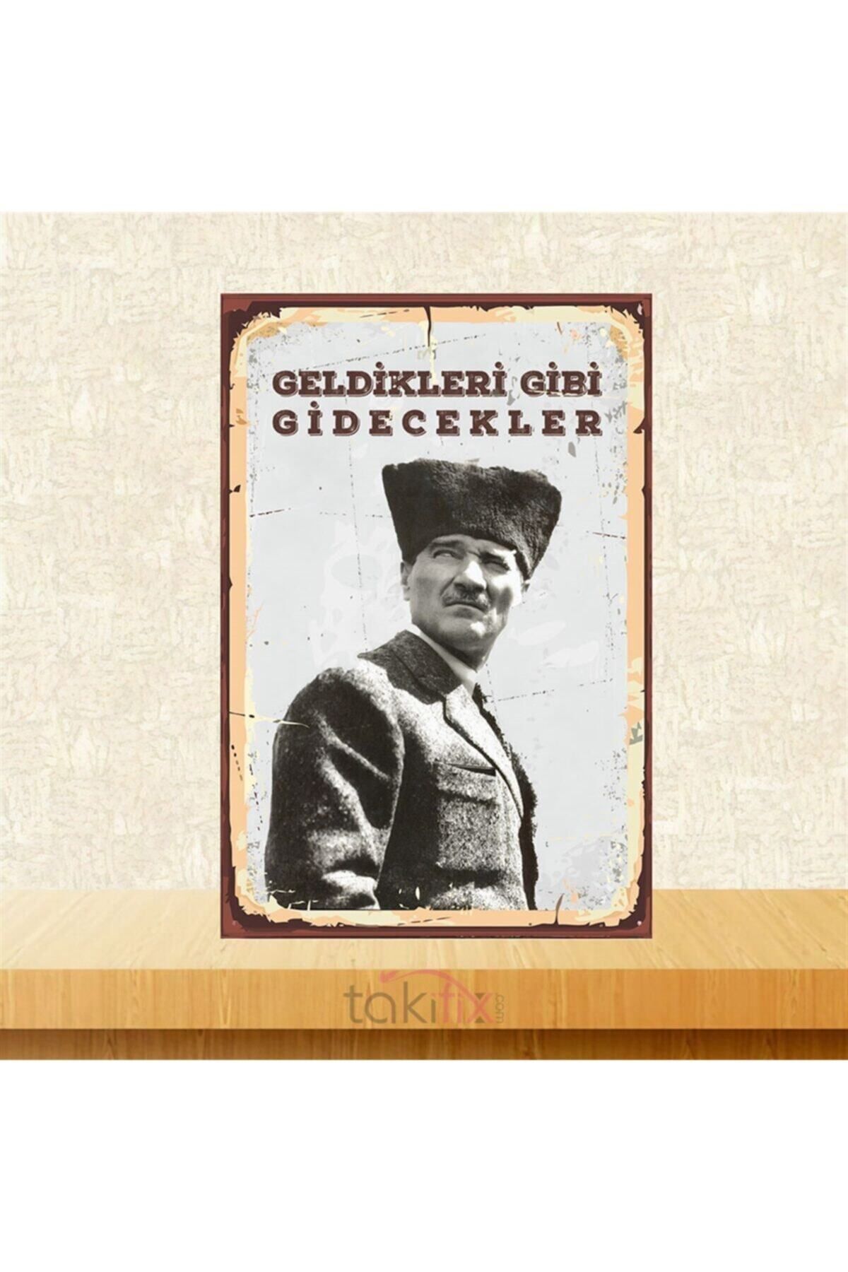 TAKIFİX Geldikleri Gibi Gidecekler 20-30 cm Retro Ahşap Poster
