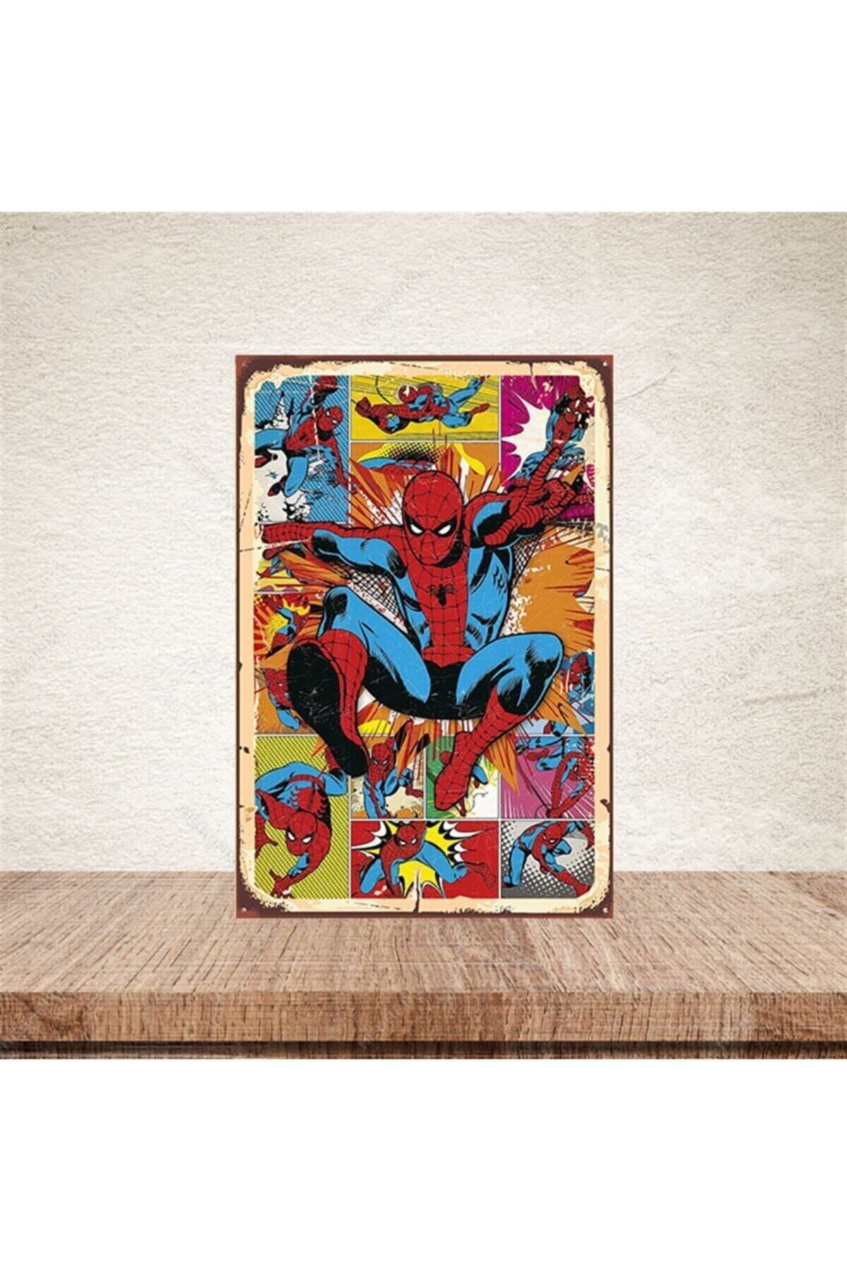TAKIFİX Örümcek Adam Tasarımlı Retro Ahşap Poster 20-30 cm