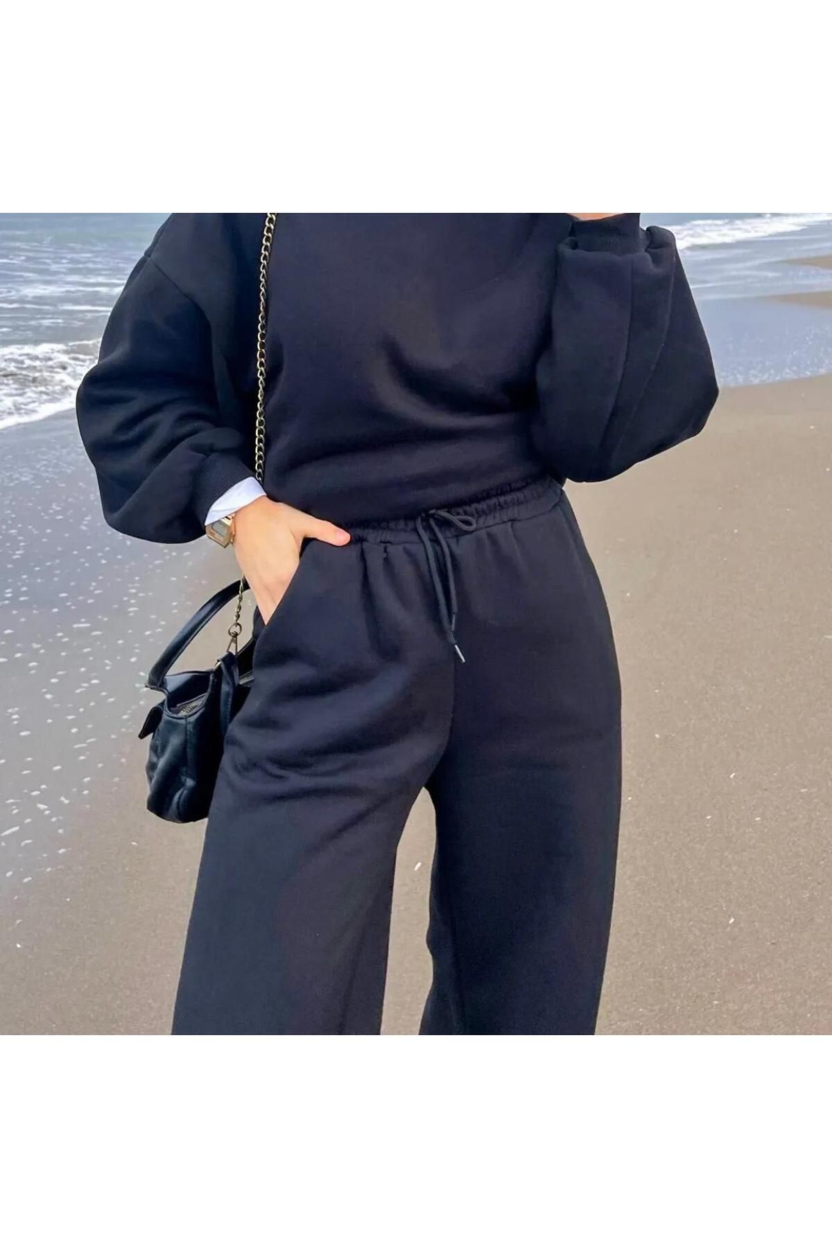 UYN SPORT Lacivert Geniş Paça Oversize Kalıp Rahat Giyim Eşofman Altı