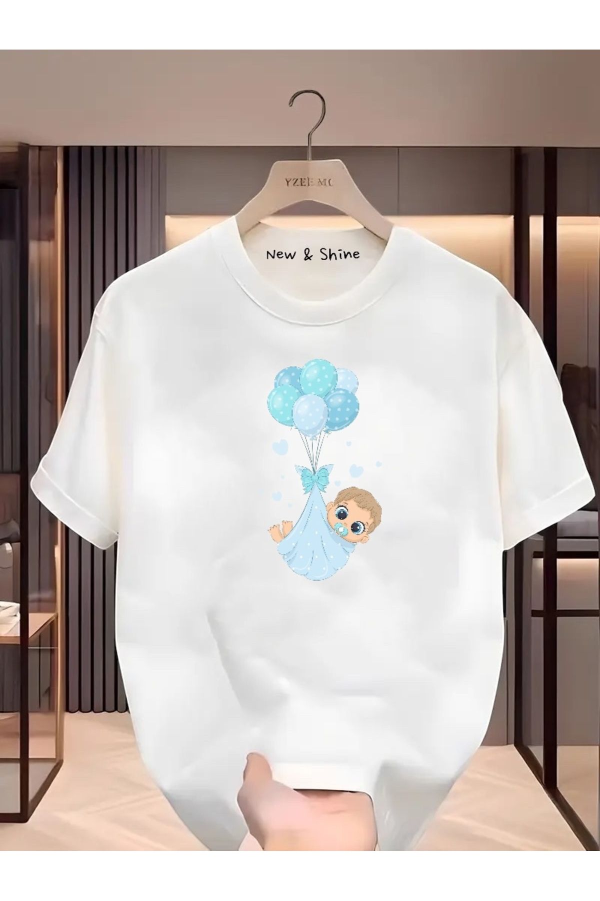 New Shine Erkek Bebek Baskılı Büyük Beden Oversize T-Shirt