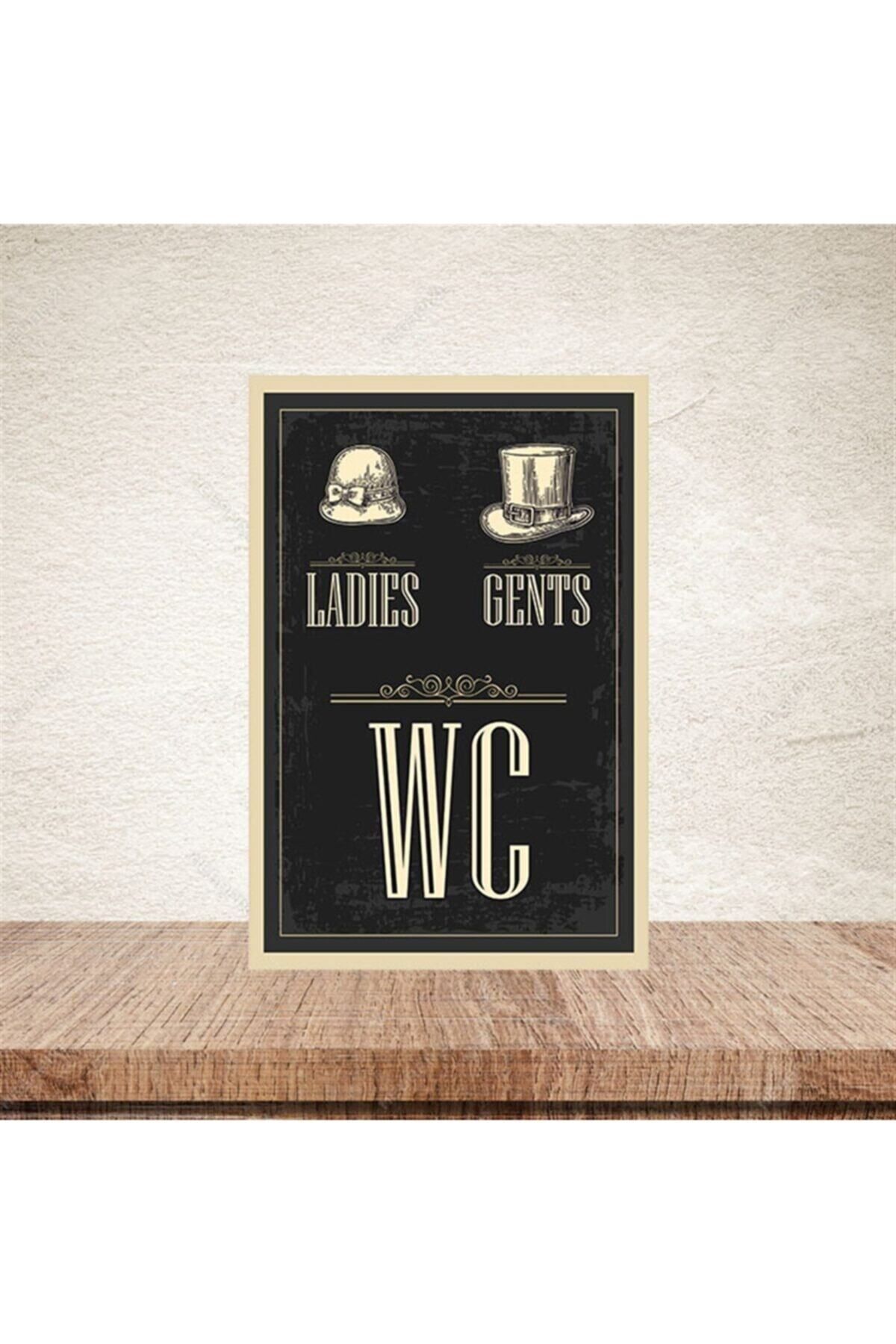 TAKIFİX Wc 20x30 cm Retro Ahşap Poster