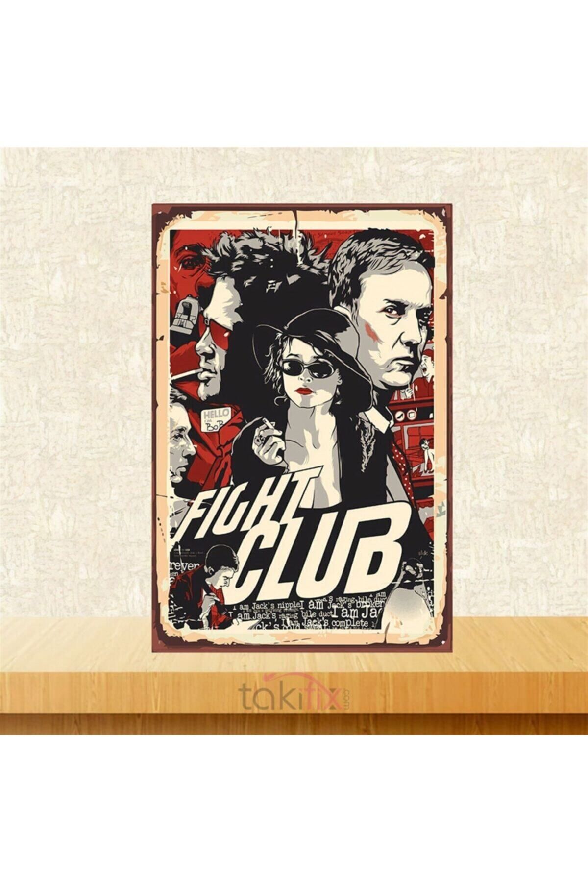 TAKIFİX Fight Club 20-30 cm Retro Ahşap Poster