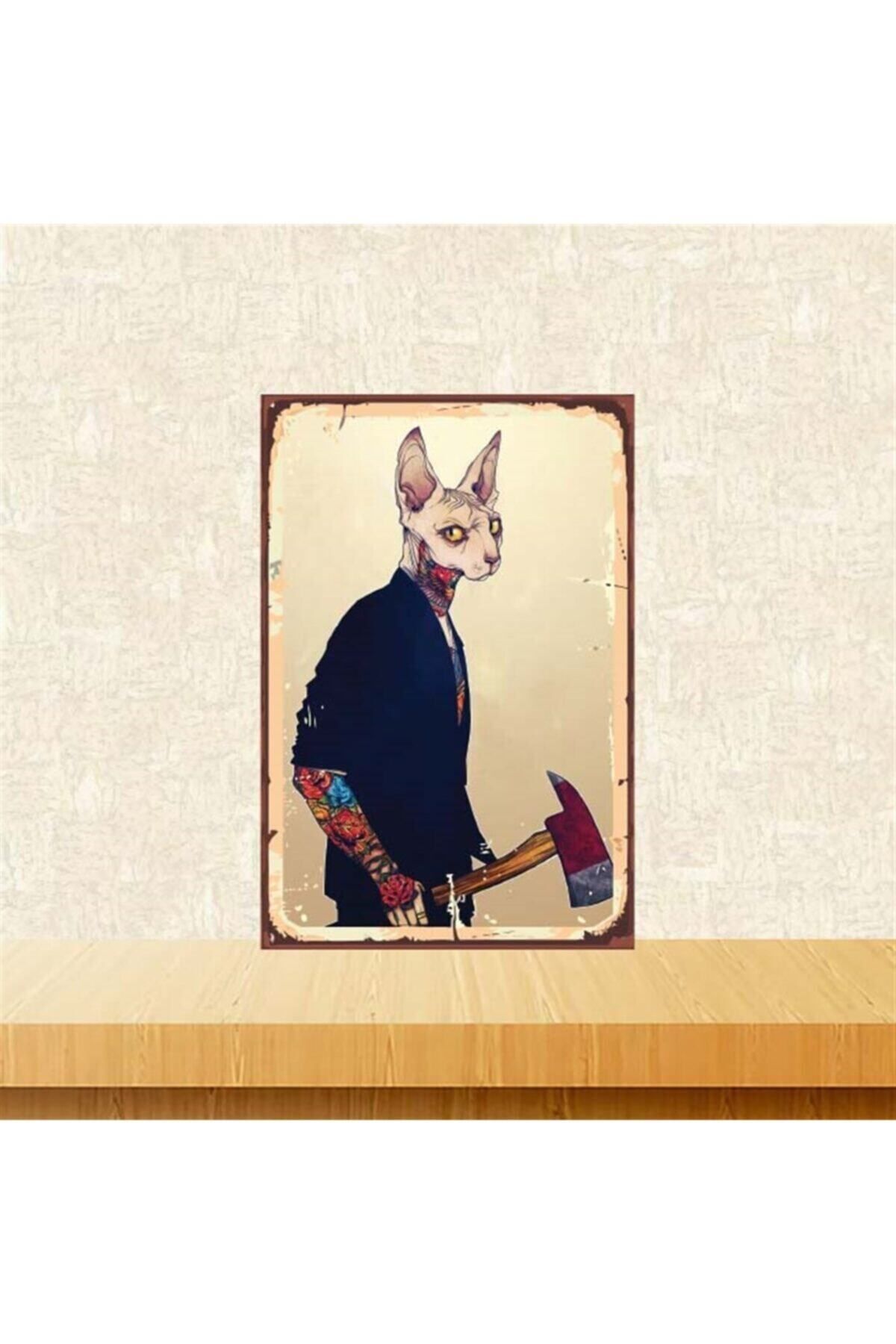 TAKIFİX Sfenks Kedi Tasarım 20 30 cm Retro Ahşap Poster