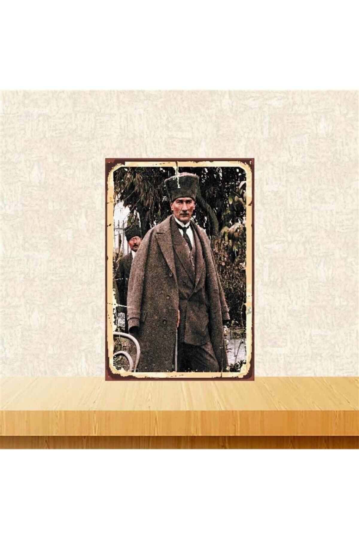 TAKIFİX Mustafa Kemal Atatürk 20-30 Cm Retro Ahşap Poster Tkfx4009