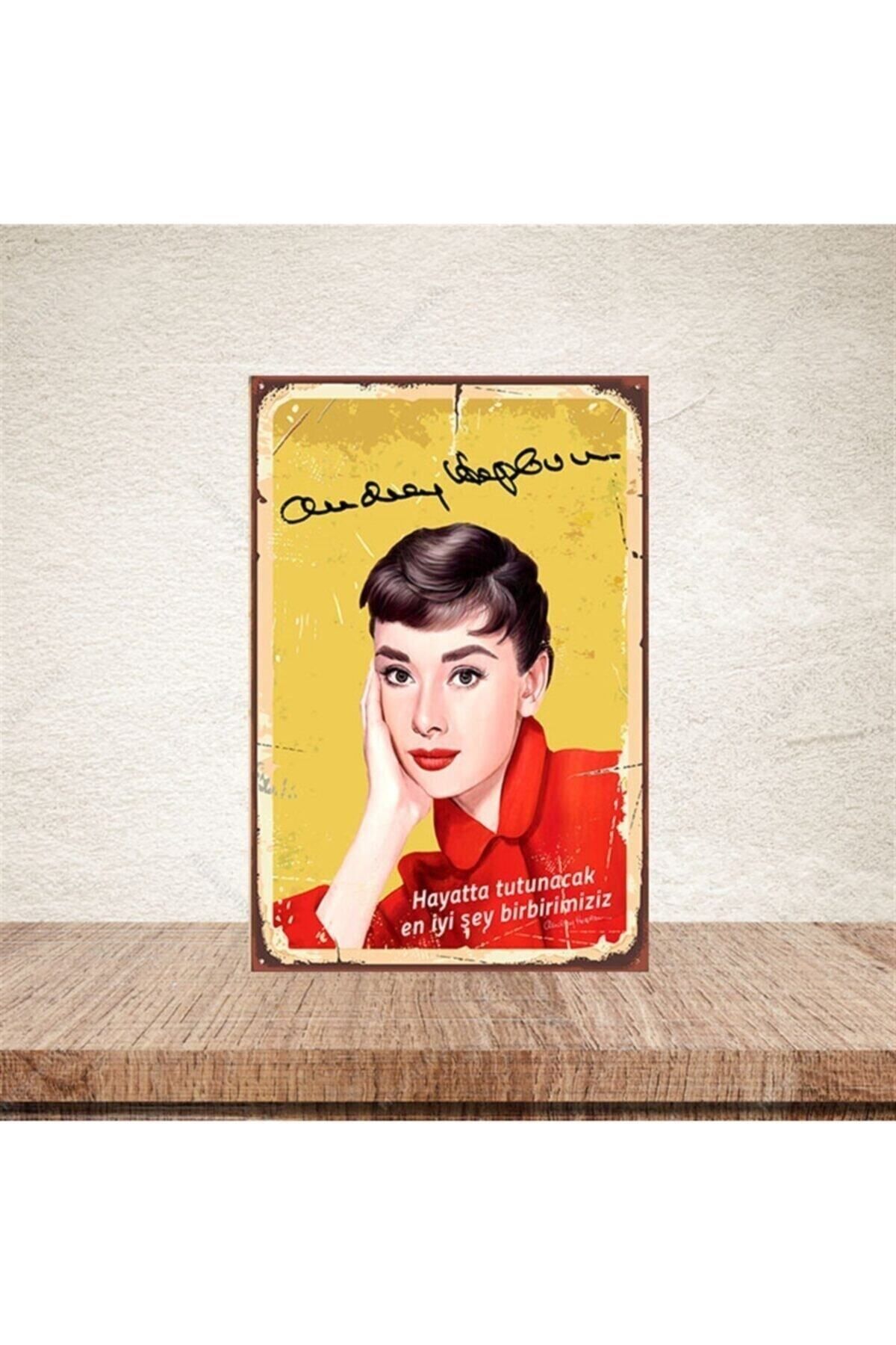 TAKIFİX Tutunacak En Iyi Şey Birbirimiziz Audrey Hepburn 20-30 Cm Retro Ahşap Poster