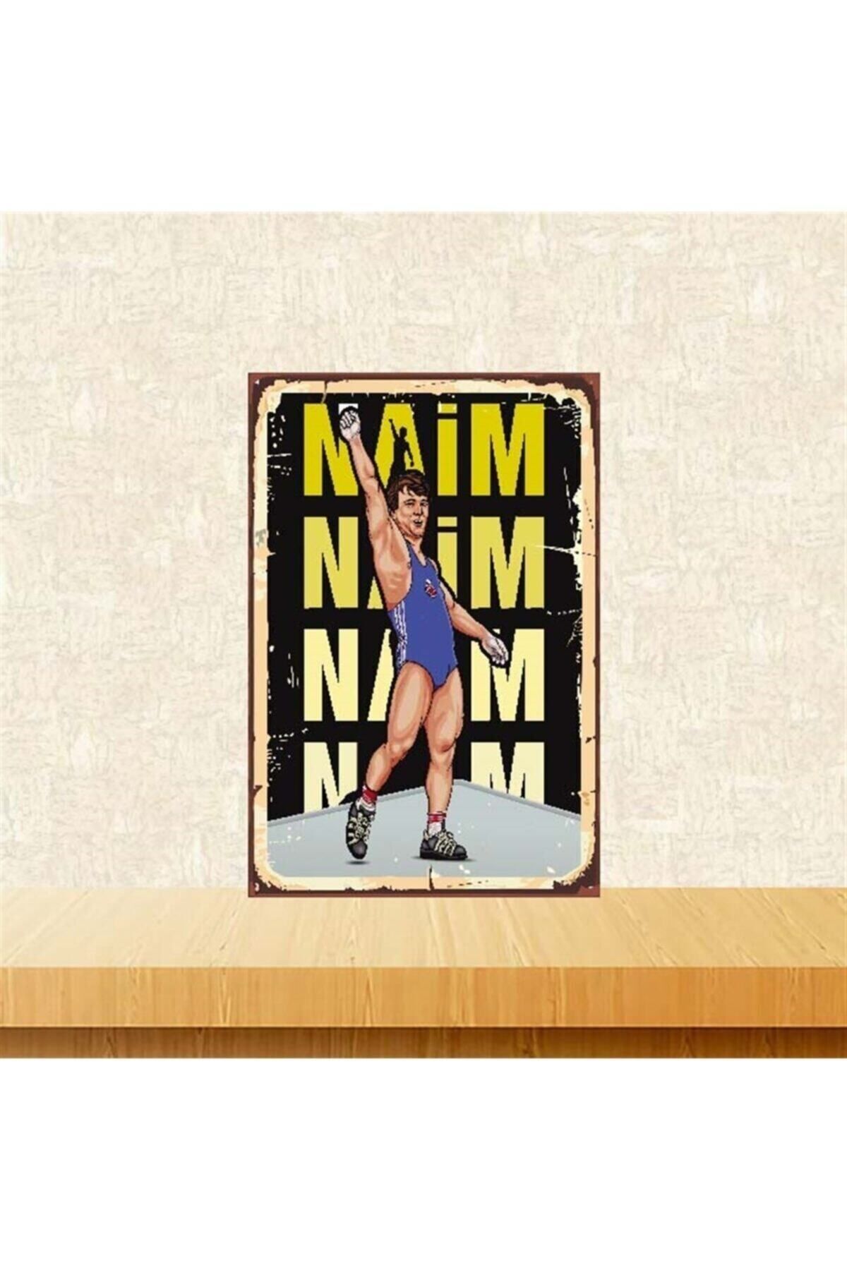 TAKIFİX Naim Süleymanoğlu Tasarımlı Retro Ahşap Poster 20-30 Cm