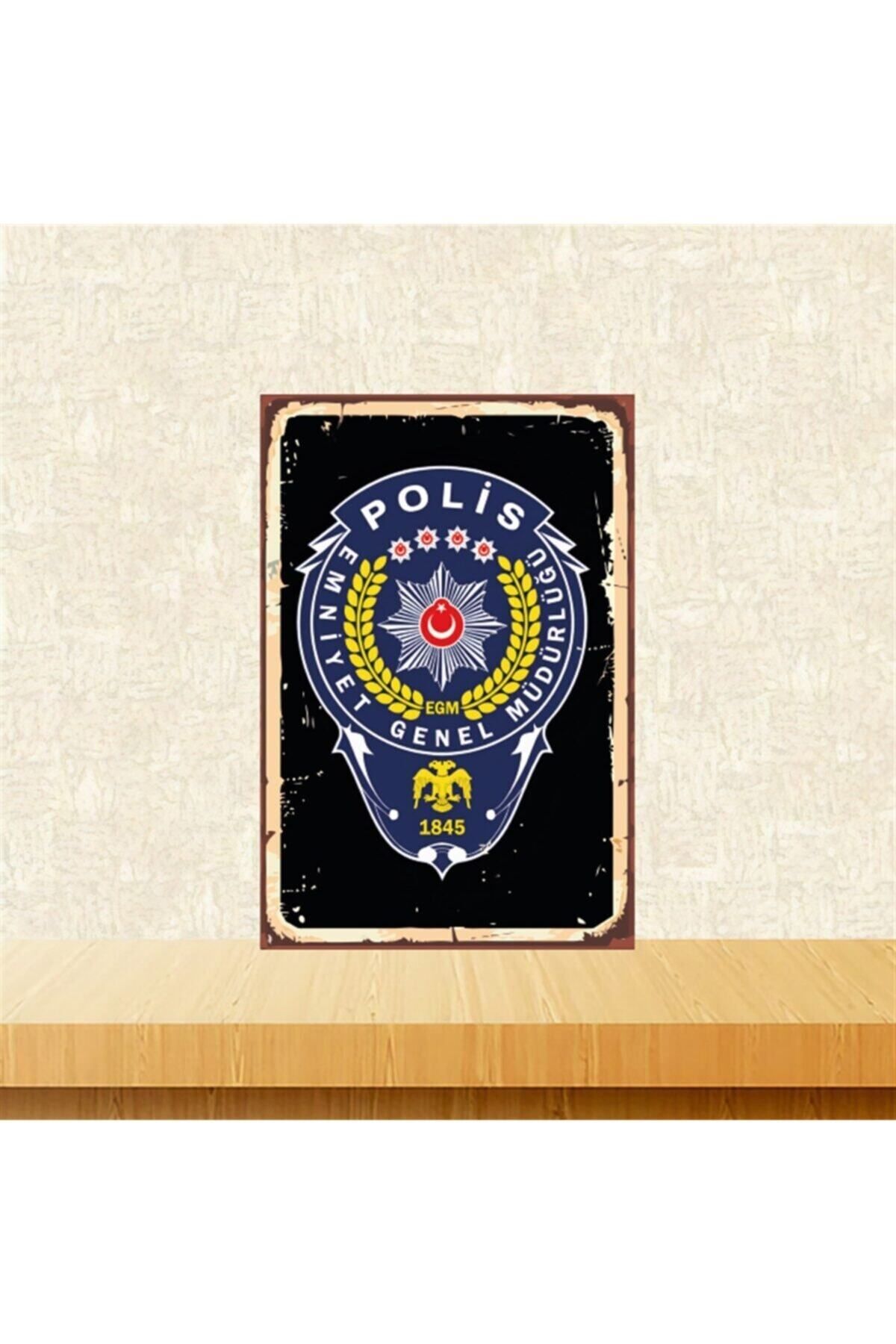 TAKIFİX Polis Emniyet Genel Müdürlüğü 20-30 Cm Retro Ahşap Tablo Tkfx4547