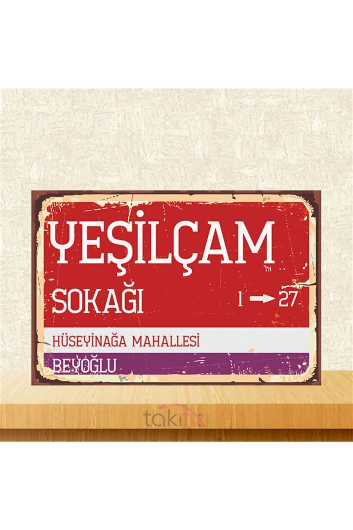 TAKIFİX Yeşilçam Sokağı 20-30 Cm Retro Ahşap Poster