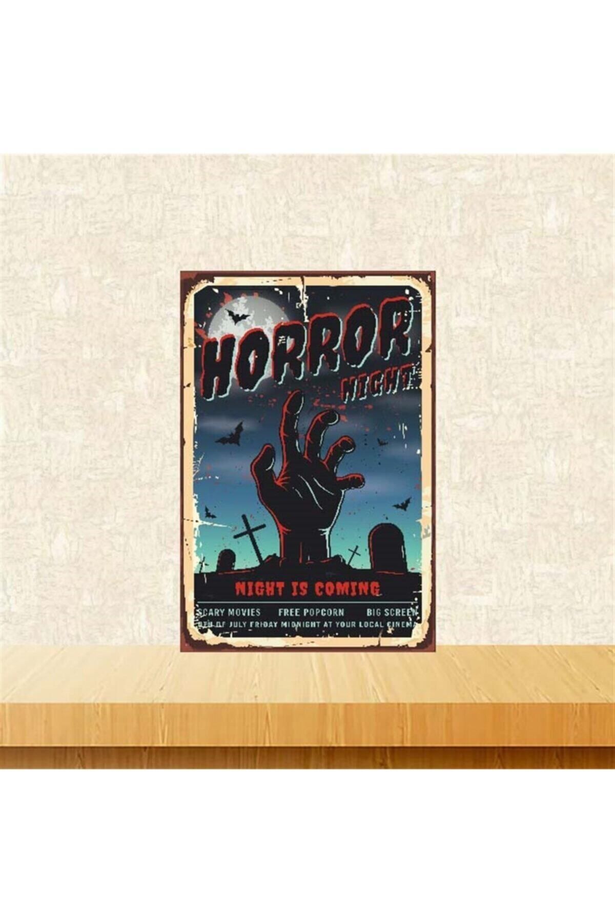 TAKIFİX Horror Night 20-30 cm Retro Ahşap Poster Tkfx4021