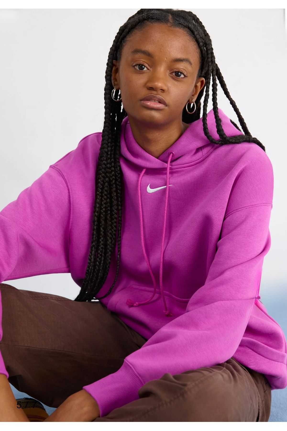 Nike Sportswear Phoenix Fleece Oversized Pullover Hoodie Pembe Kadın Sweatshirt