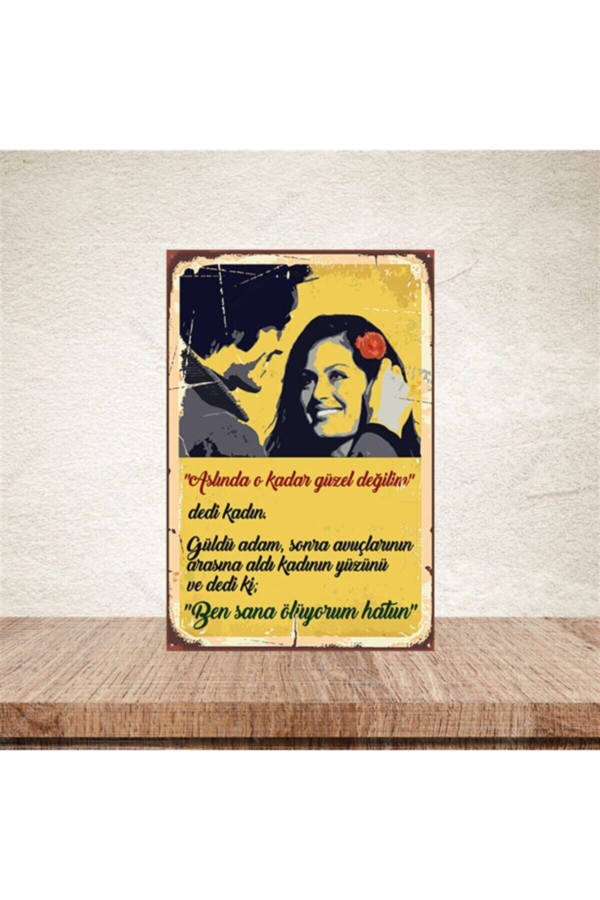TAKIFİX Ben Sana Ölüyorum Hatun 20-30 cm Retro Ahşap Poster