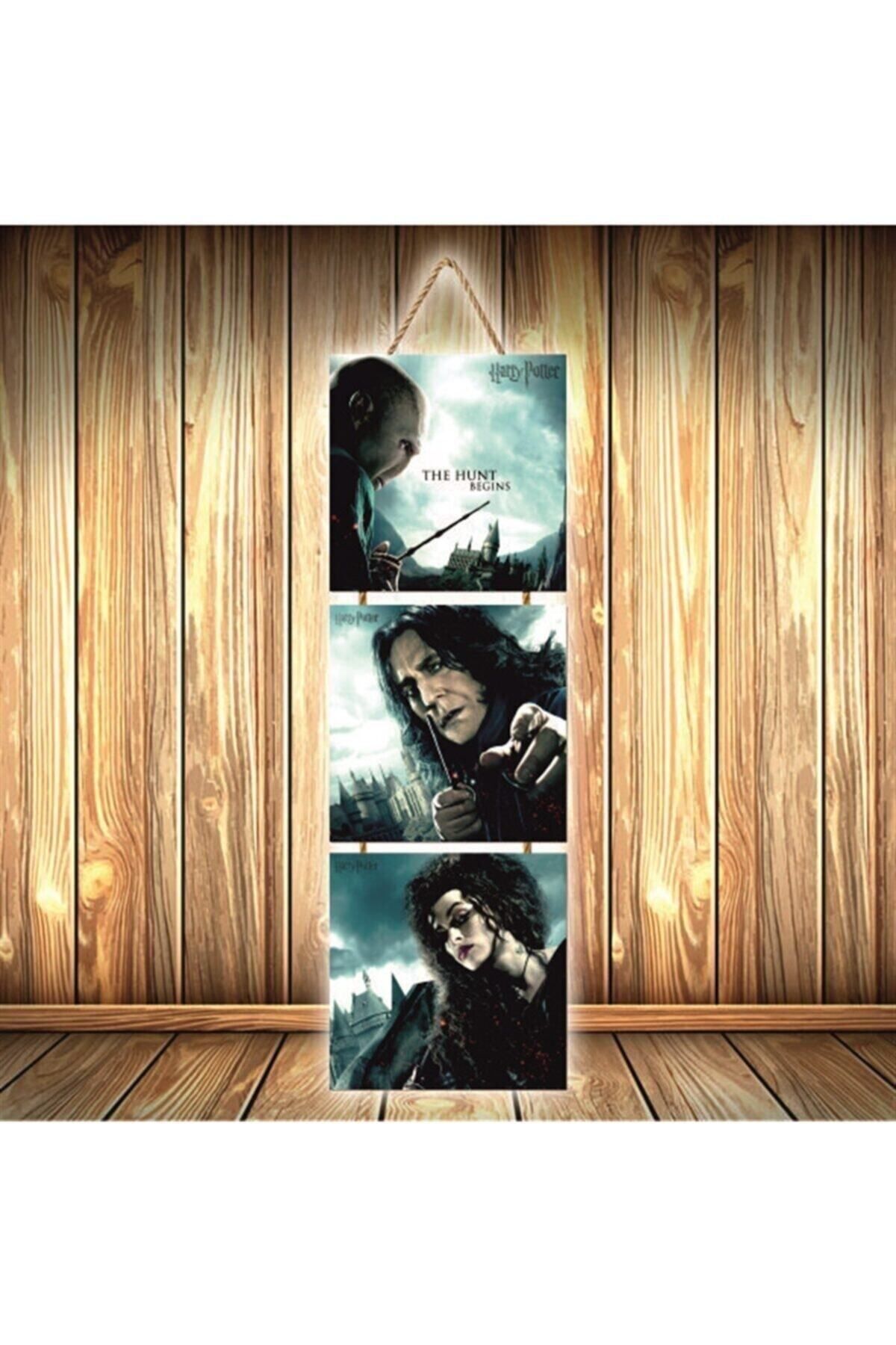 TAKIFİX Harry Potter Tasarımlı Üçlü Retro Ahşap Poster Ü506