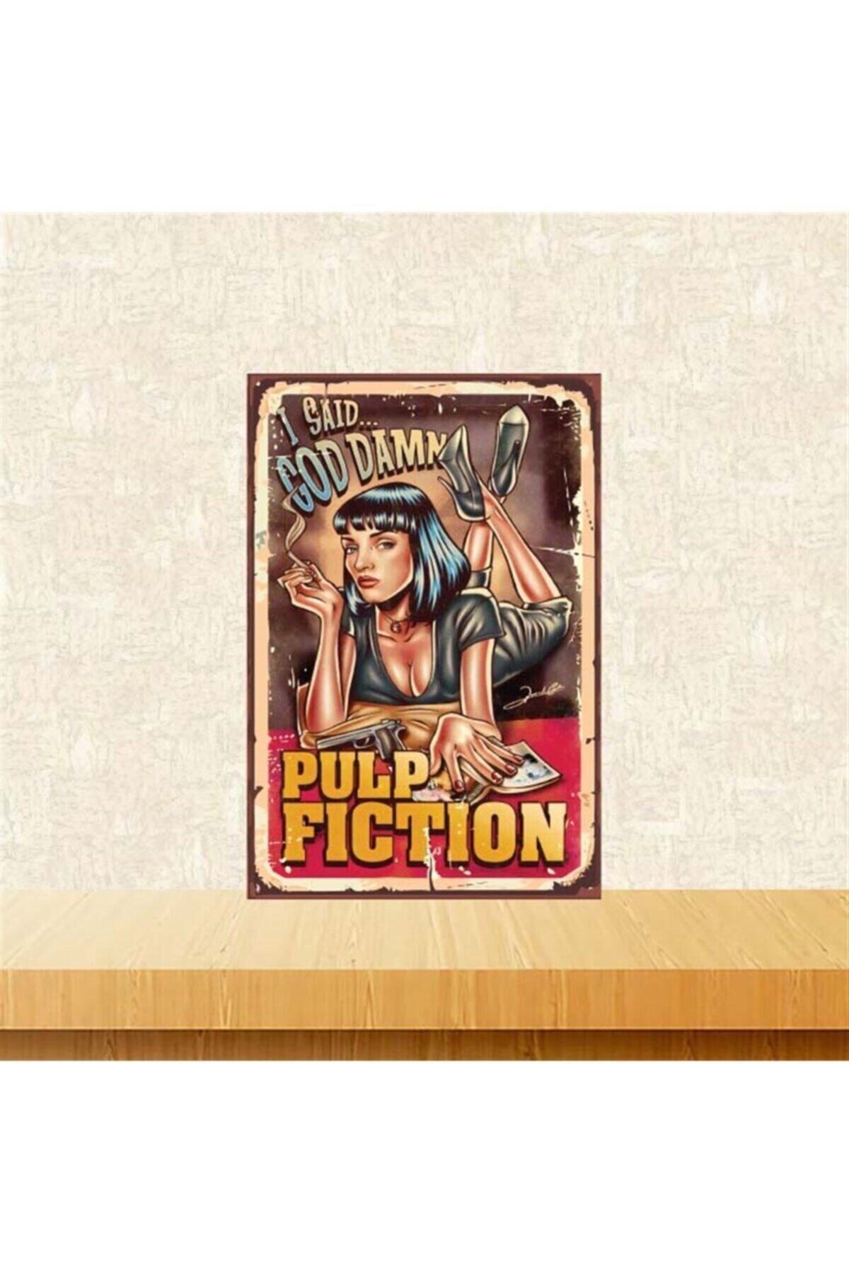 TAKIFİX Pulp Fiction 20 30 cm Retro Ahşap Poster